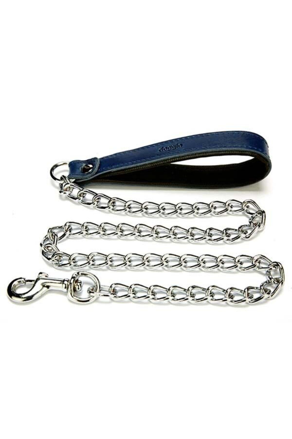 O Dog Doggie Comfort Deri Zincirli Köpek Gezdirme Tasması Medium Mavi 4x110 Cm - Petshopundan