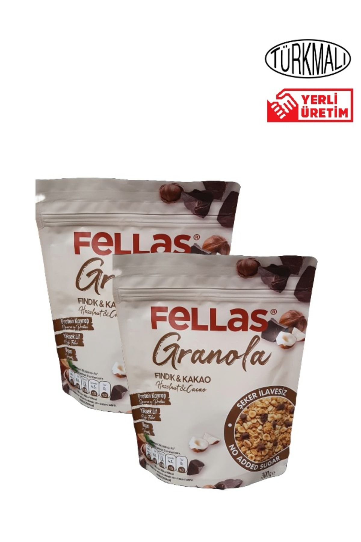 Fellas GRANOLA FELLAS 300 GRX2 Lİ FINDIK KAKAO ŞEKER İLAVESİZ