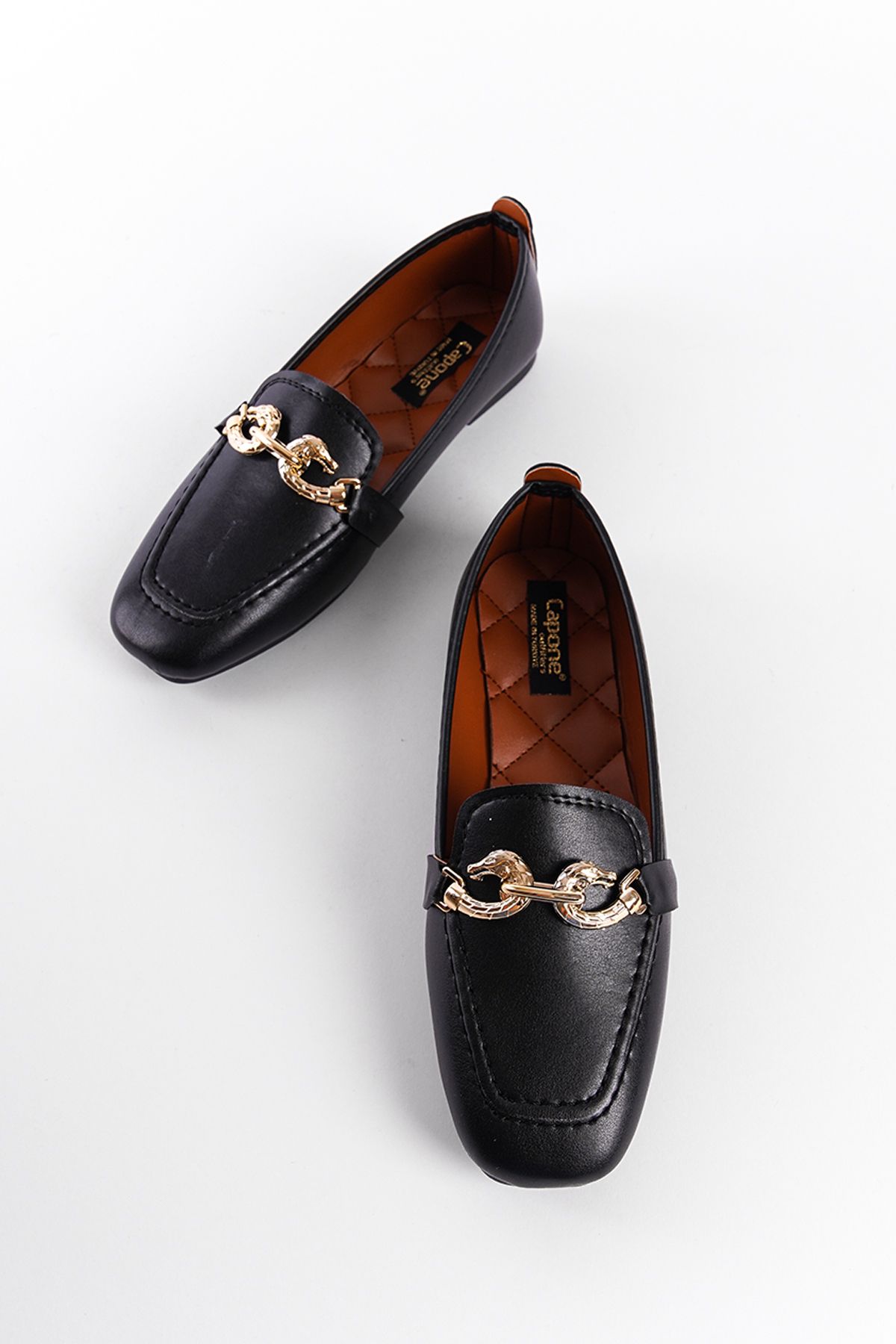 لوفر مشکی زنانه با لوازم جانبی دست و پنجه نرم فلزی Capone Outfitters