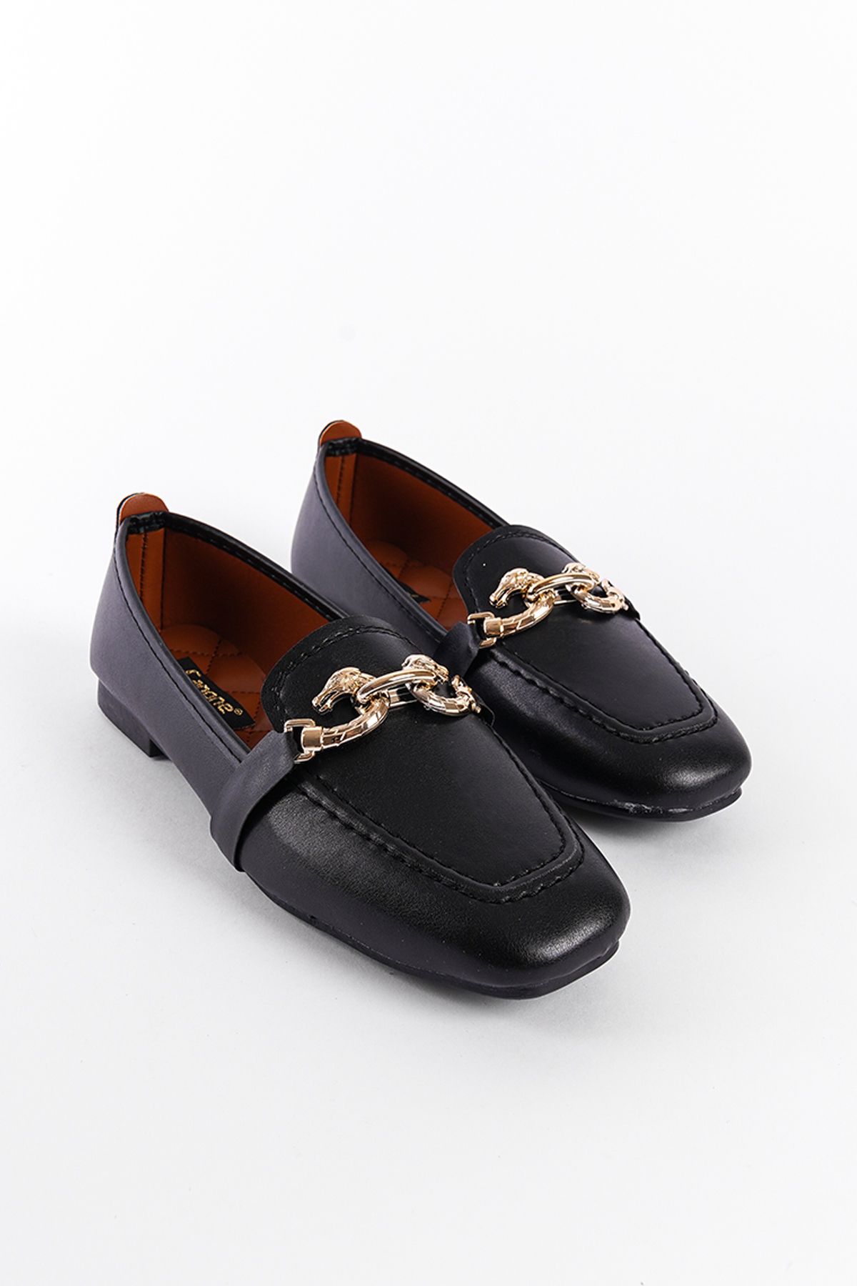 لوفر مشکی زنانه با لوازم جانبی دست و پنجه نرم فلزی Capone Outfitters