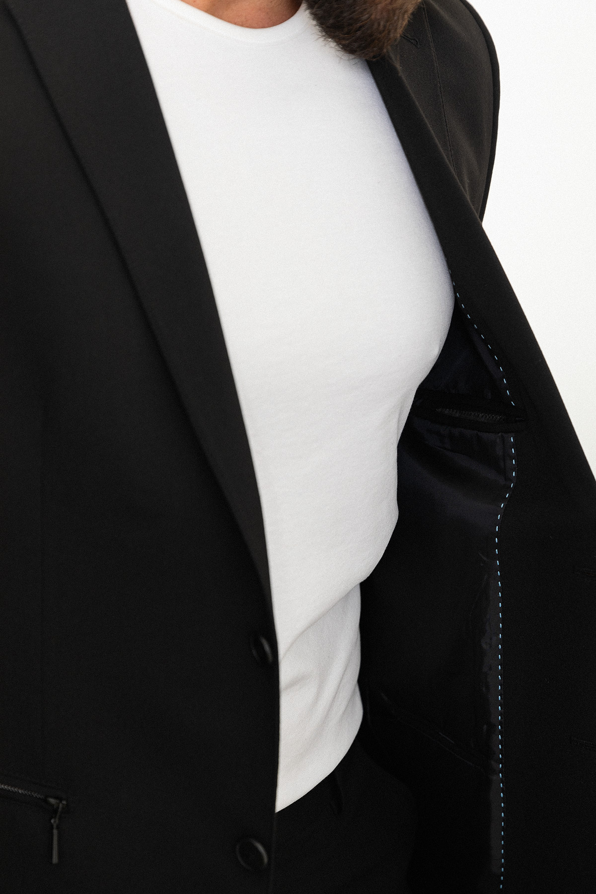 Düz Slim Fit Mono Yaka Fermuarlı Erkek Takım Elbise Siyah - 45316.24Y — رنگارنگ — تصویر 6 از 6