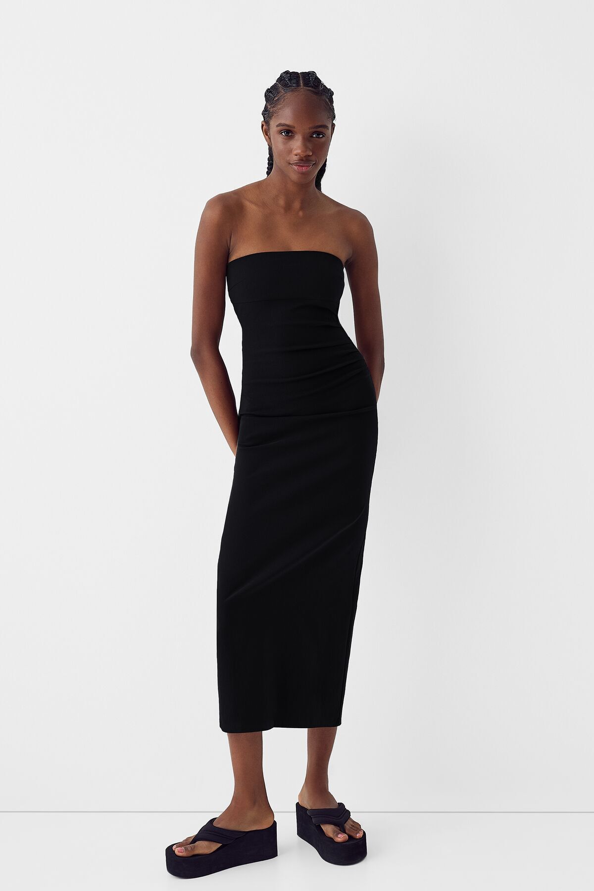 Bershka-Bandeau neckline midi dress 2