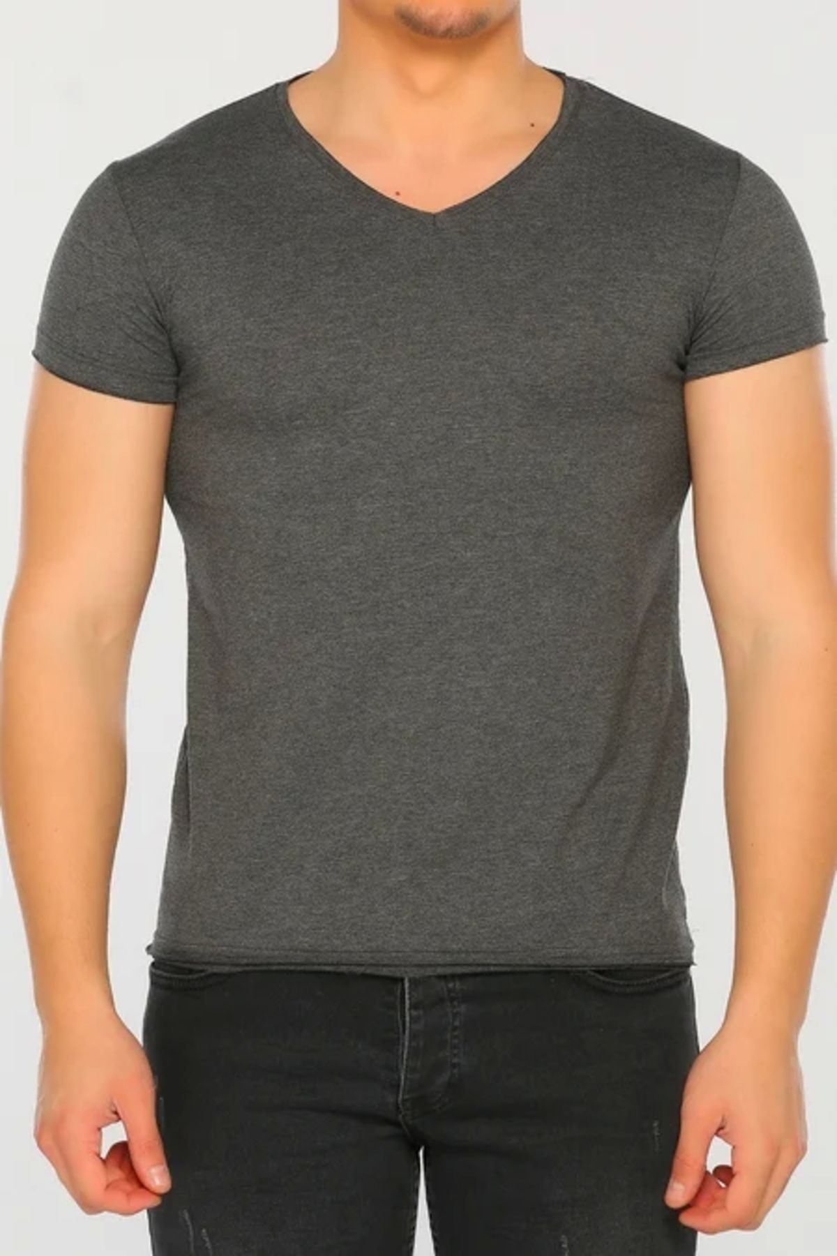 ayakuydur-Men's AnThraciTe V-neck Basic T-Shirt 1