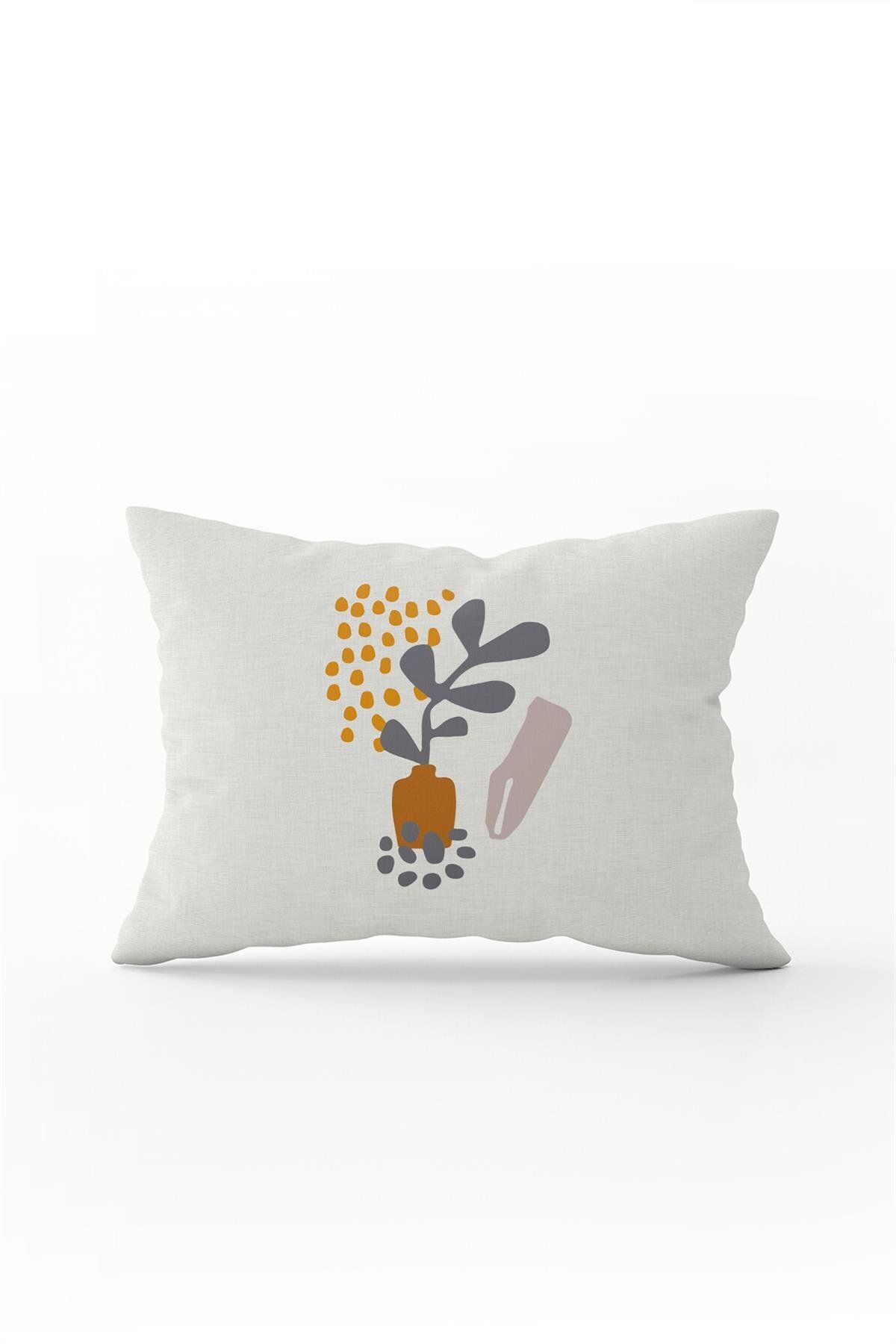 Cango Home-Gray Yellow Bohemian Style Leaf Patterned Digital Printed Throw Pillow Pillow Case Cgh641-3550 Double Sided Ba 1