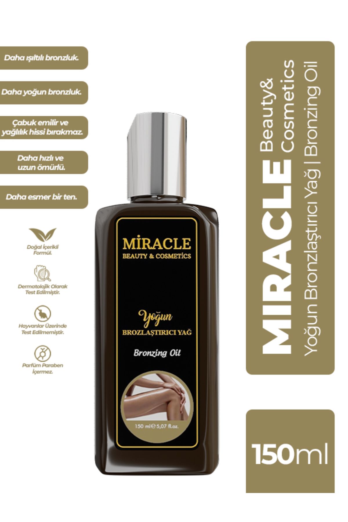 miraclekozmetik Yoğun Bronzlaştırıcı Simli Koruyucu Yağ 150ml