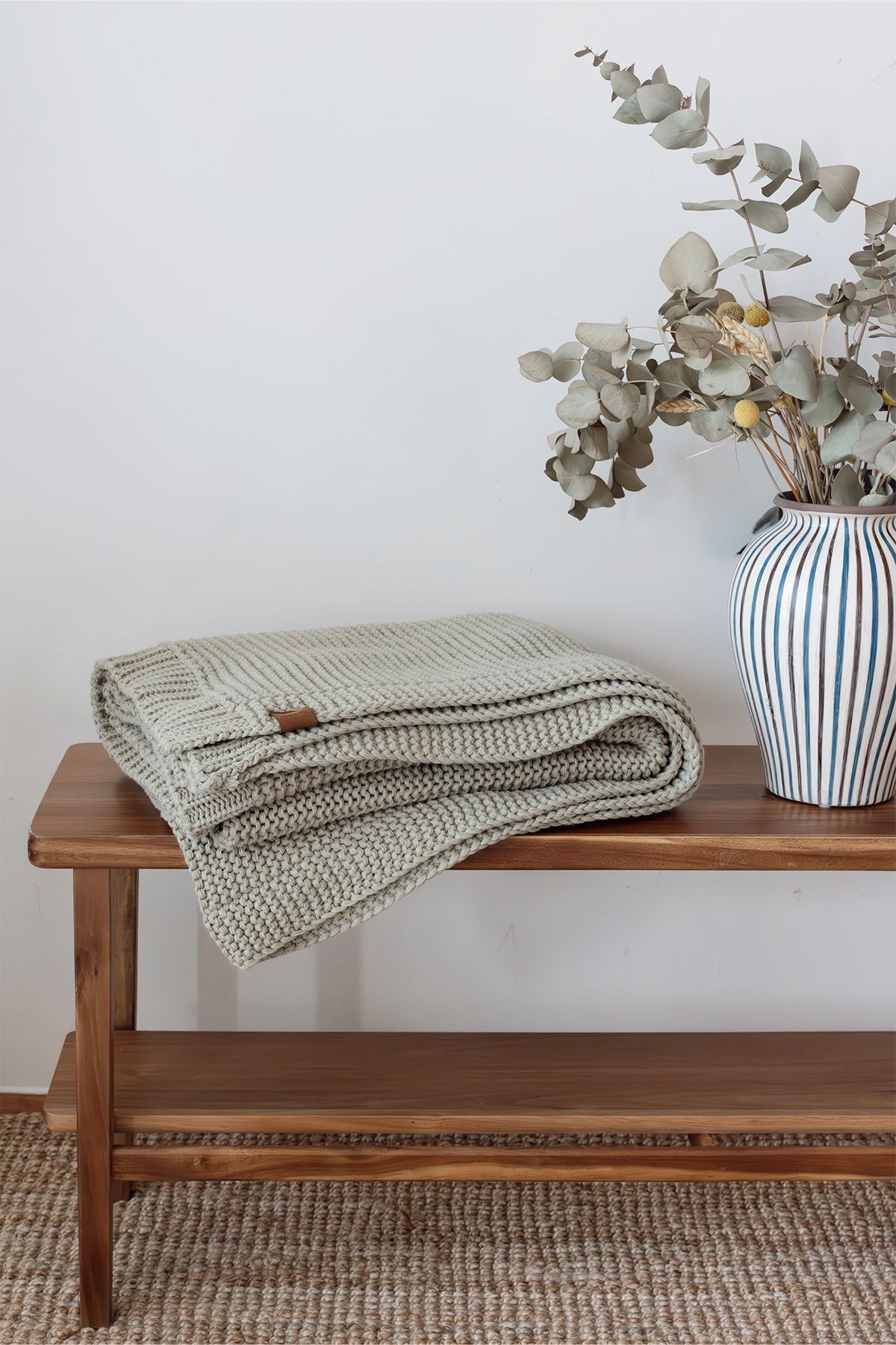 İrya-Mint Sage Knitted Blanket - 130X170 2