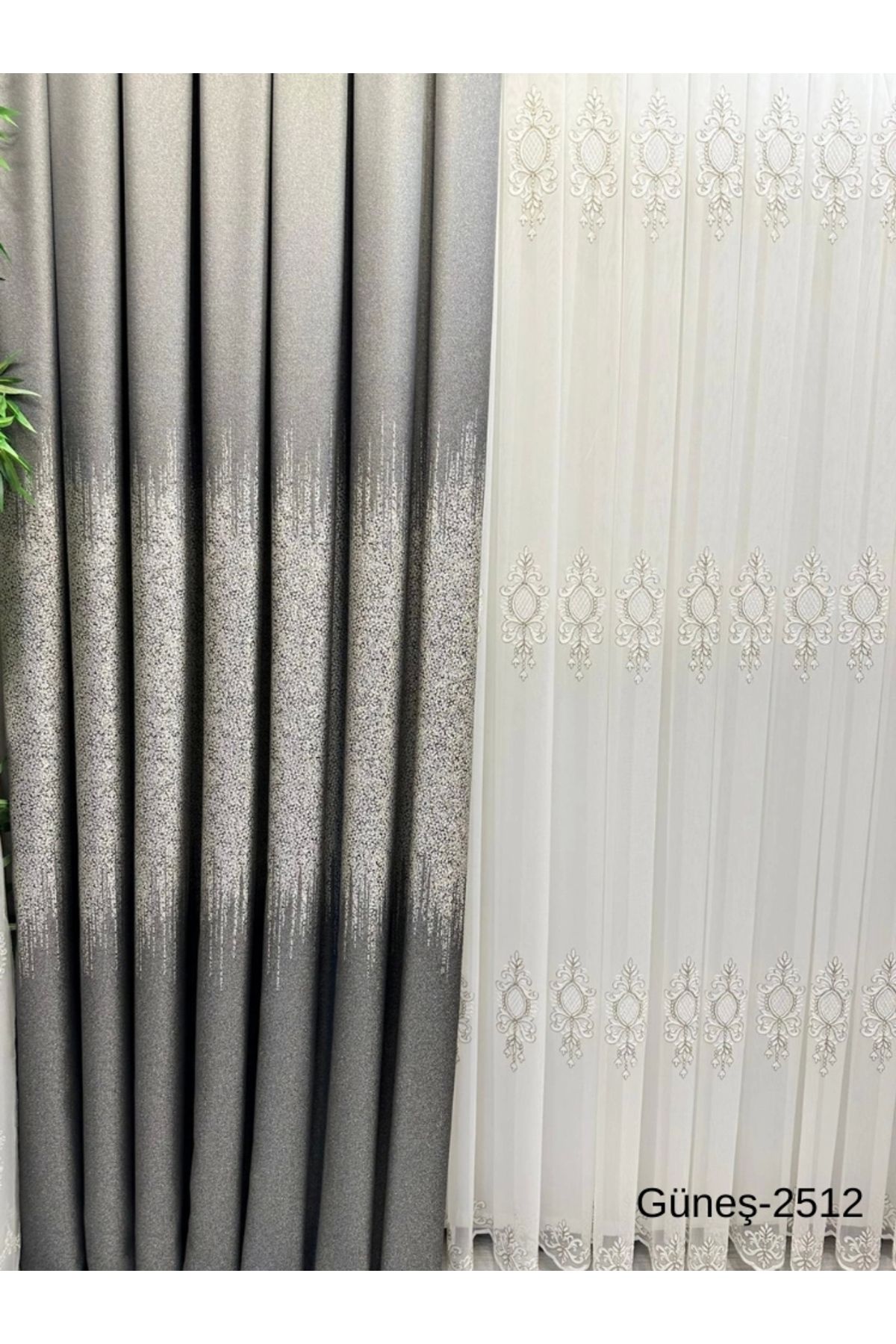 NİVEMESHOME-Nivemeshome Sun Ft632121 Anthracite V-2512 1/3 Frequent Pleated Background Curtain Apm 5