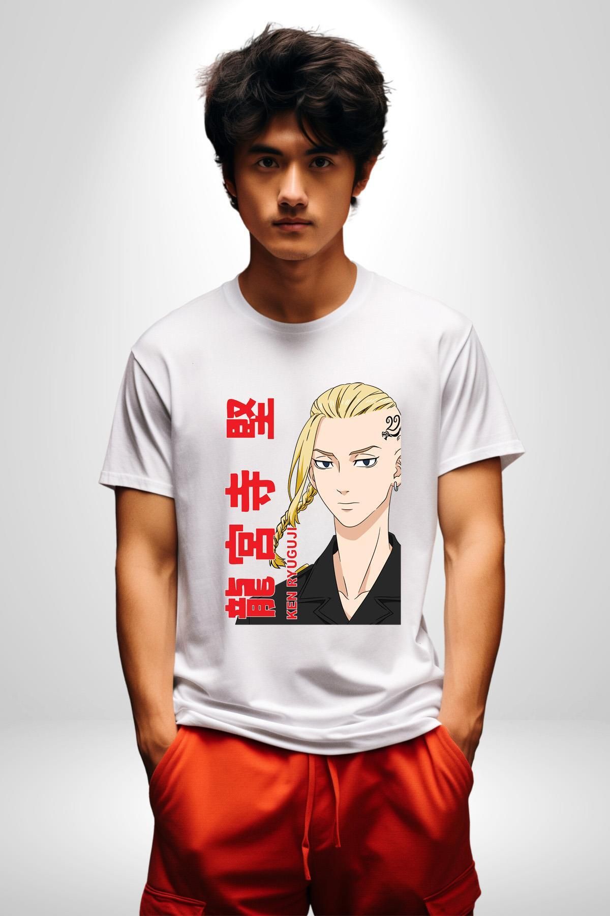 Angemiel-Ken Ryugujı Anime - Tokyo Avengers Unisex White T-Shirt Combed Cotton, High Design 3