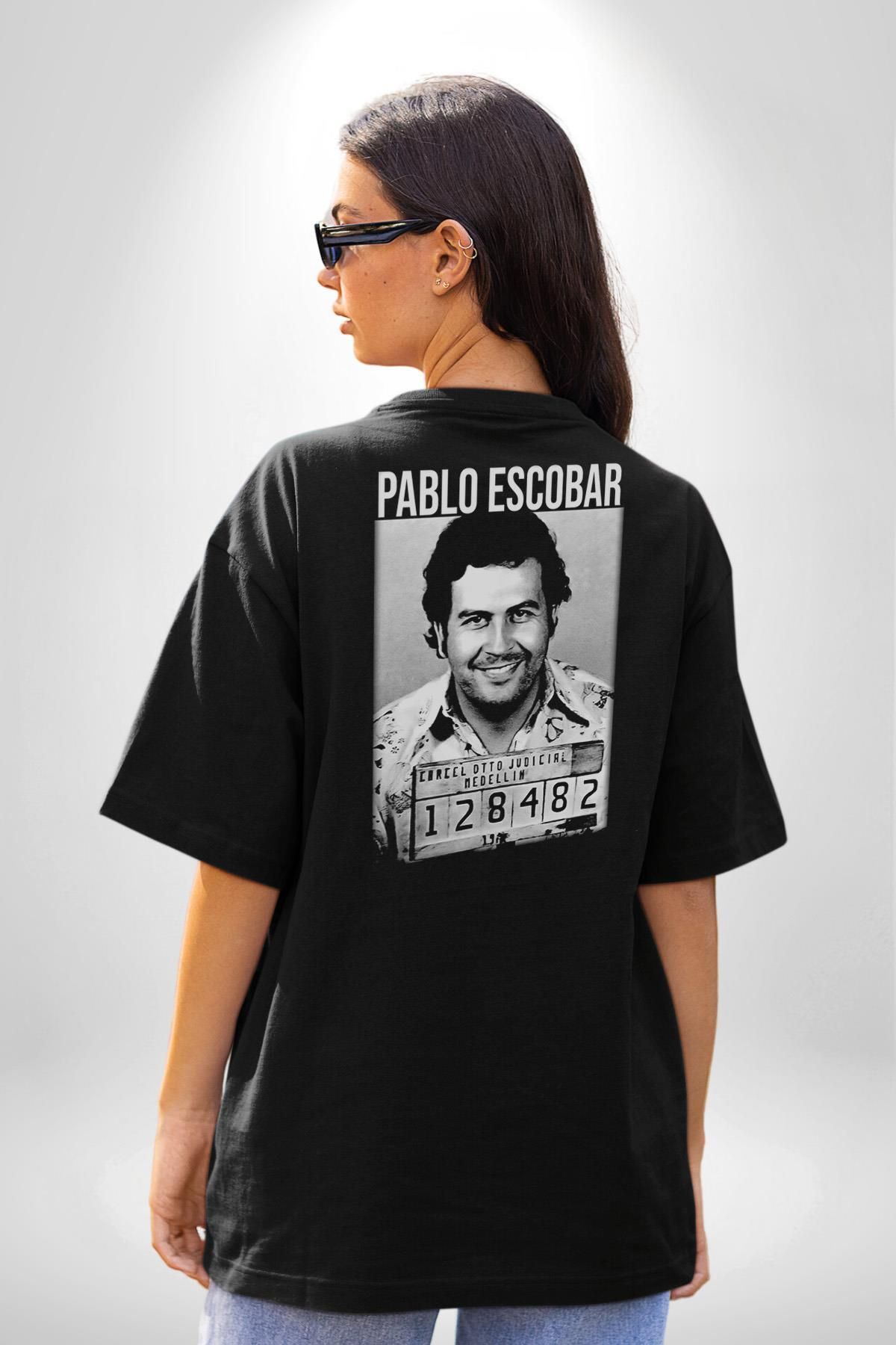 Angemiel-Tricou negru oversize din bumbac cu model Pablo Escobar - bărbați și femei 1