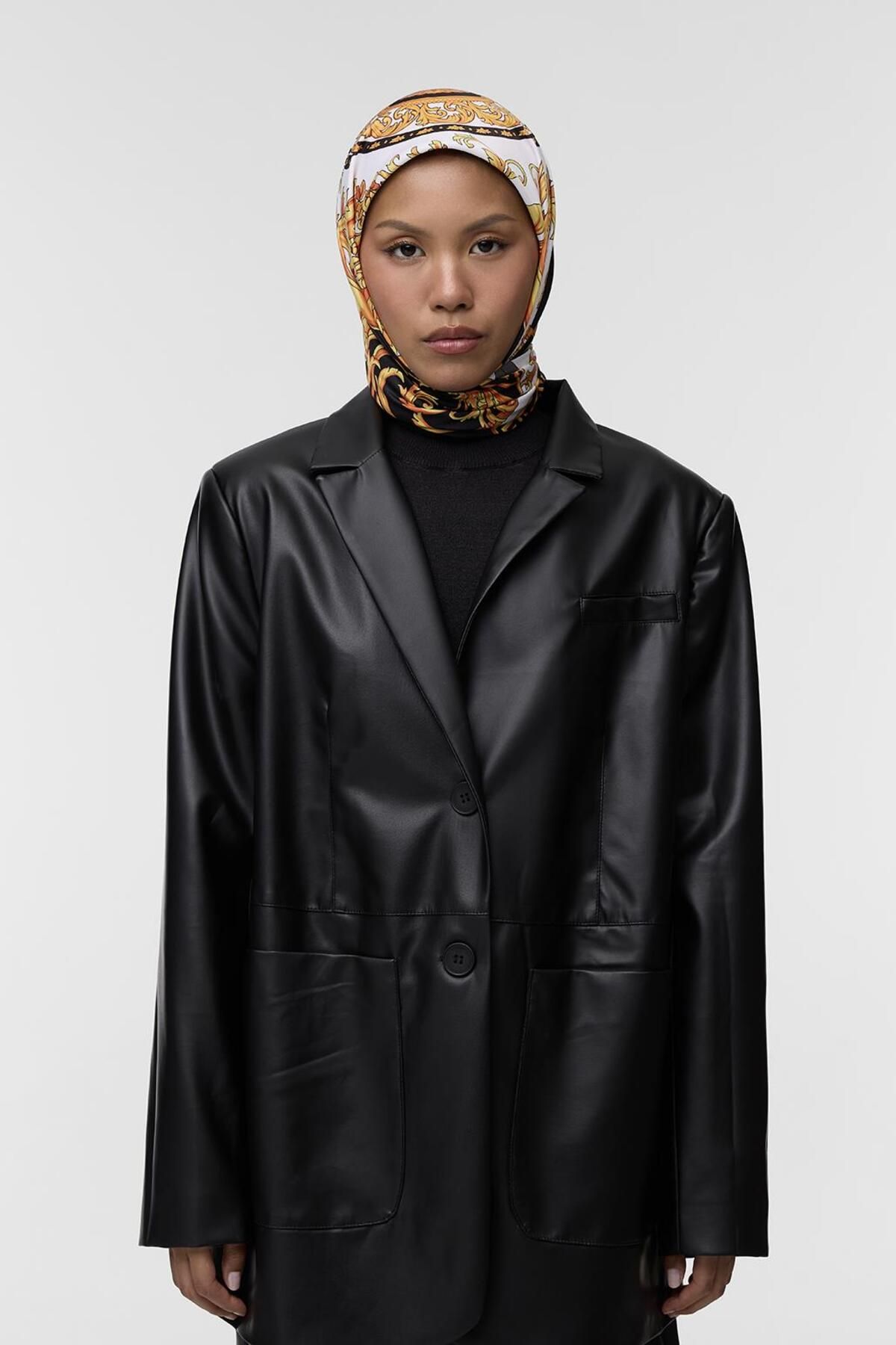 Qef-Silk Patterned Twill Scarf - Ema 2