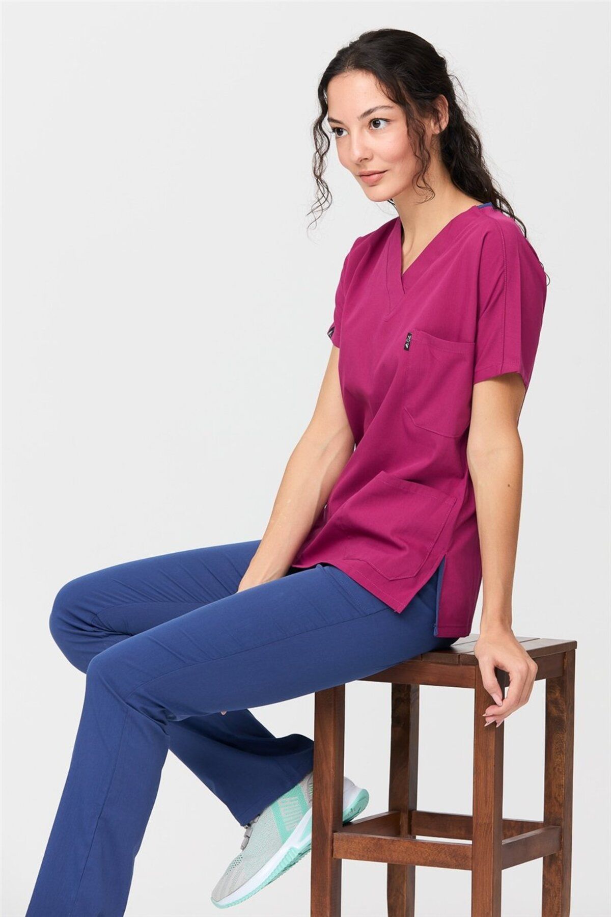 Çatı Medikal-Ultralycra Harmony - Lycra Women's Jersey Set (Cherry/Sturm Blue), Doctor Nurse 4