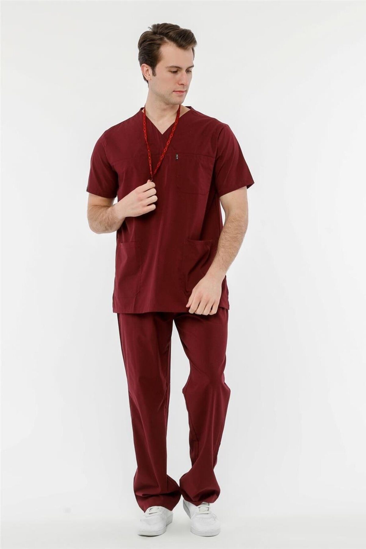 Çatı Medikal-Plus Size Ultralycra Comfy - Lycra Doctor Nurse Jersey Set (Unisex), Burgundy 2