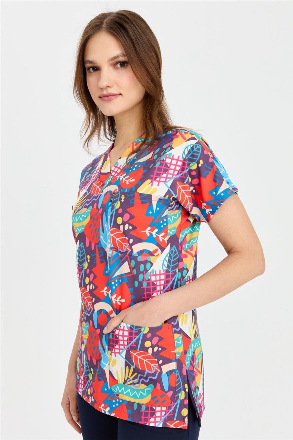 Çatı Medikal-Carnival Basic - Exotic Pattern Nurse and Doctor Veterinary Single Top Jersey (Unisex) 2