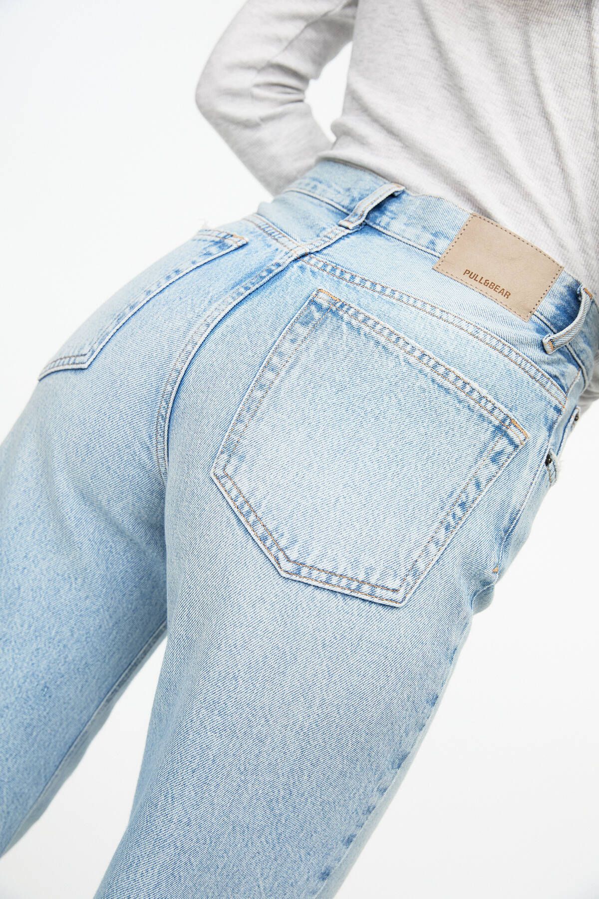 Pull & Bear-High Waist Straight Fit Jeans 5