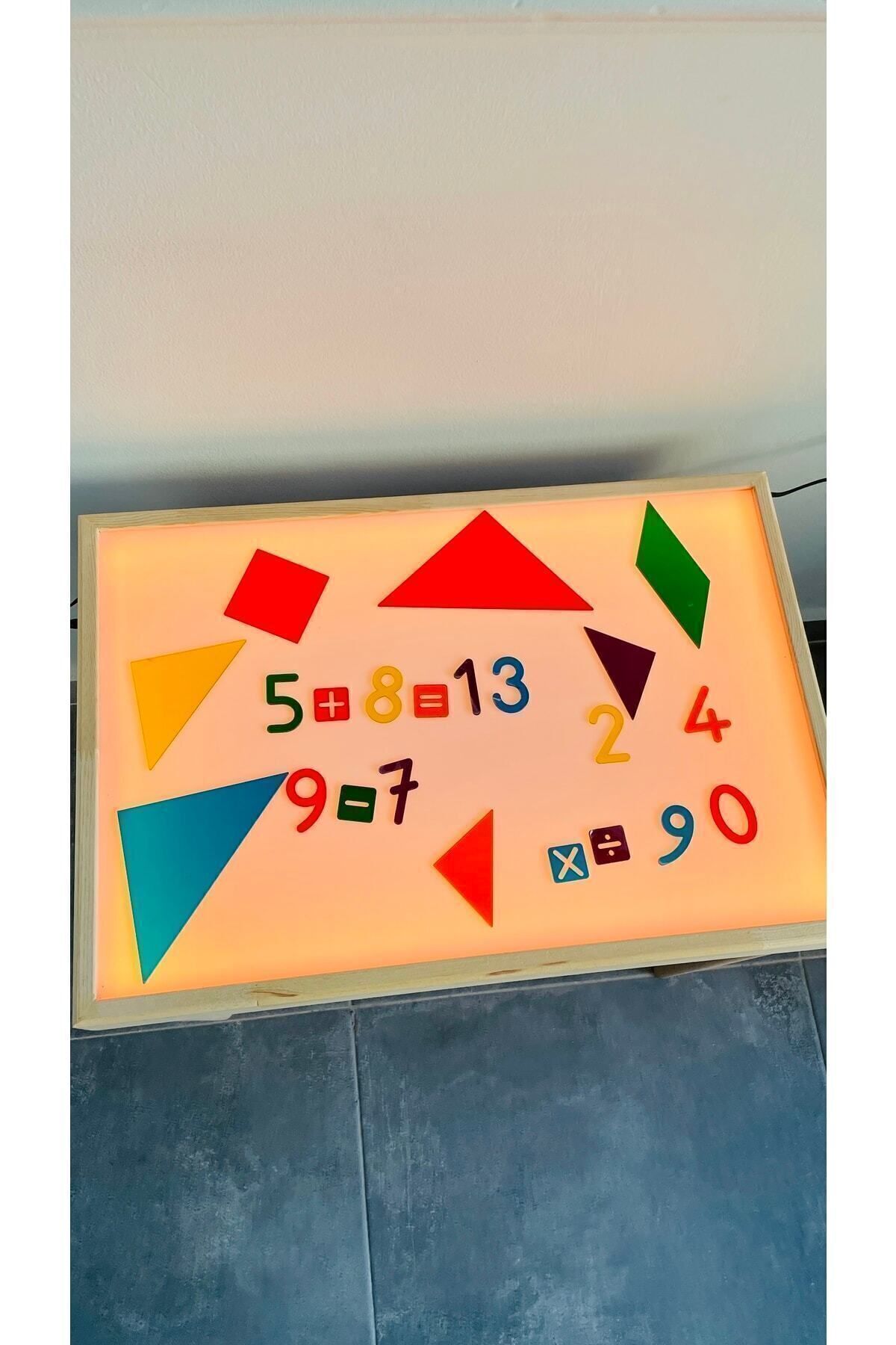 BİLMİŞ ÇOCUK Waldorf Montessori Işıklı Etkinlik Ve Oyun Masası (AYAKLI) 16 Renk Ahşap Light Table (45X65) fotoğrafı 5 (önizleme)
