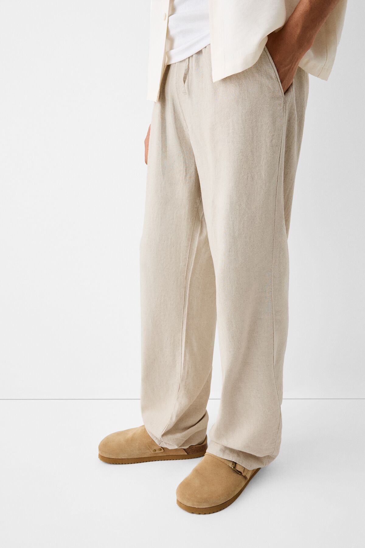 Bershka-Wide-leg joggers with linen 5