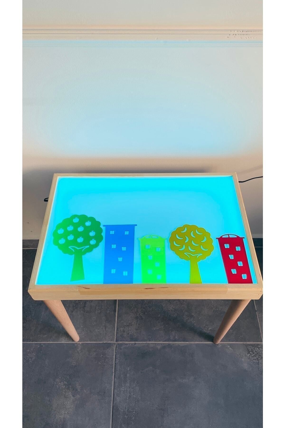 BİLMİŞ ÇOCUK Waldorf Montessori Işıklı Etkinlik Ve Oyun Masası (AYAKLI) 16 Renk Ahşap Light Table (45X65) fotoğrafı 3 (önizleme)