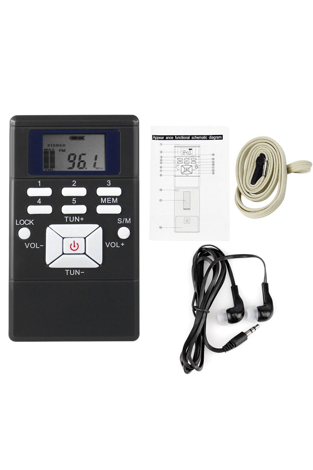 Choice-black Mini DSP Stereo FM Radio Digital Clock Receiver for Meeting Simultaneous Interpretation Clip-o 1