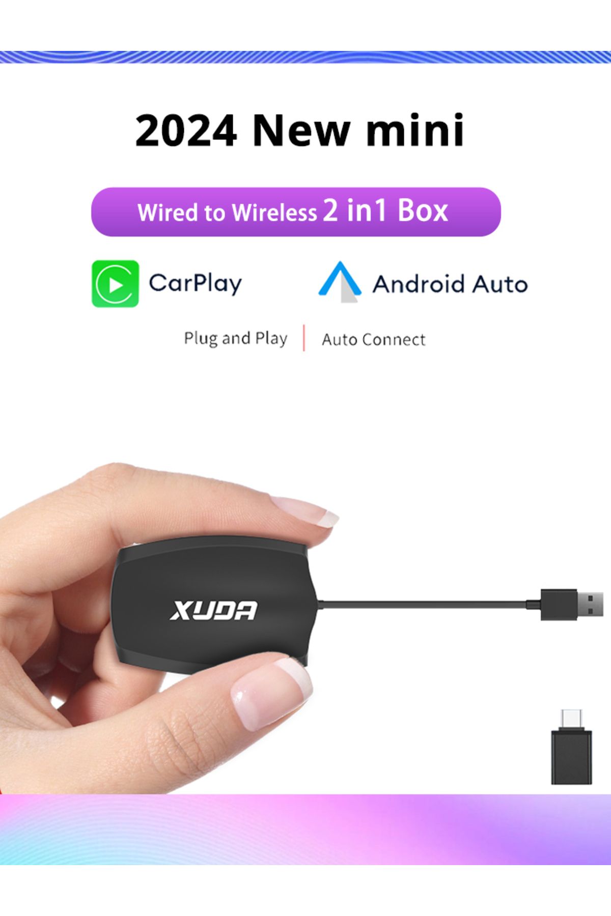 Choice-XUDA Wired to Wireless 2 in 1 Mini AI Box Carplay Wireless Android Auto Adapter Wireless CarPlay ... 3