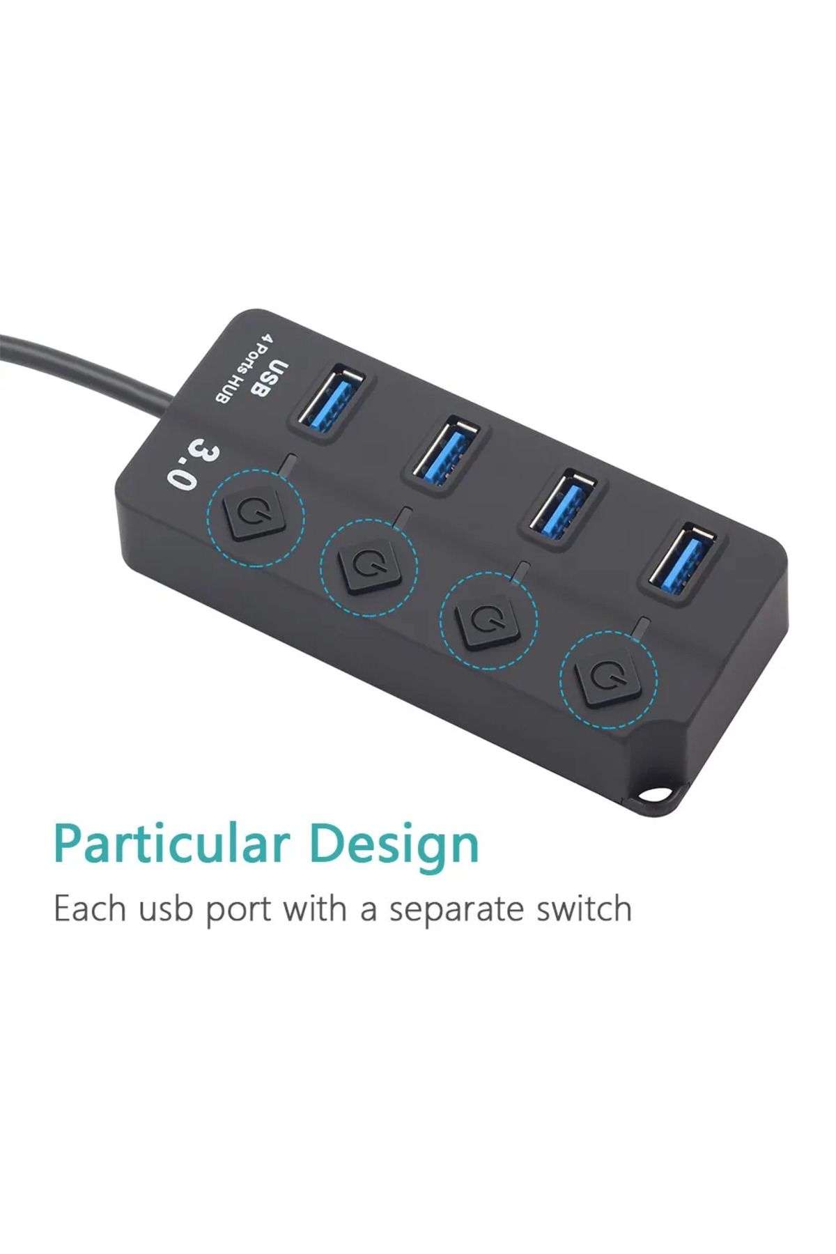 Choice-موزع USB 3.0، موزع USB 2.0، محول USB 4 في 1، متعدد المنافذ، مفتاح طاقة مستقل، موسع 30 سم... 4