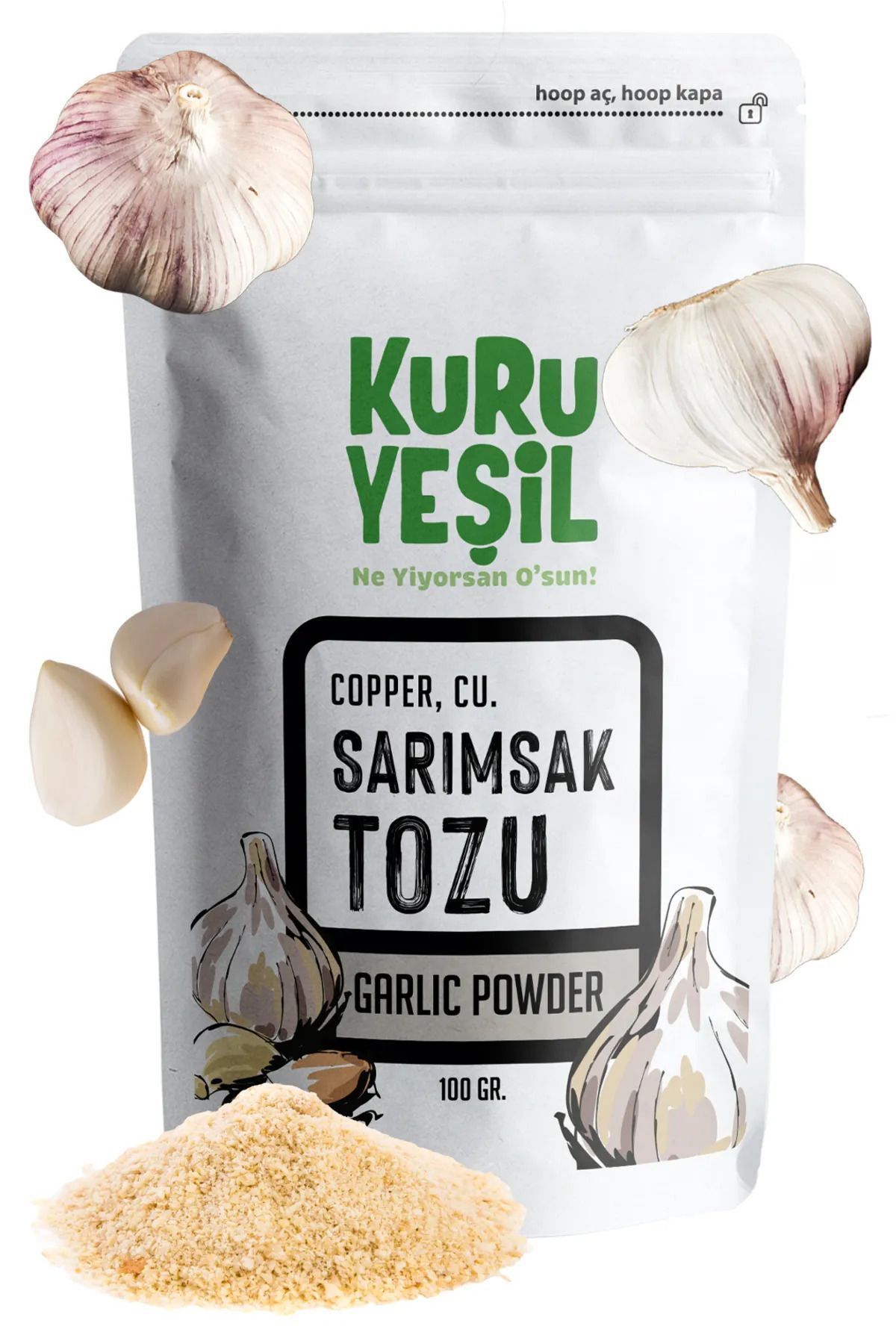 Kuru Yeşil Sarımsak Tozu ,onıon Powder ,vegetable Powder ,taş Köprü 100 gr