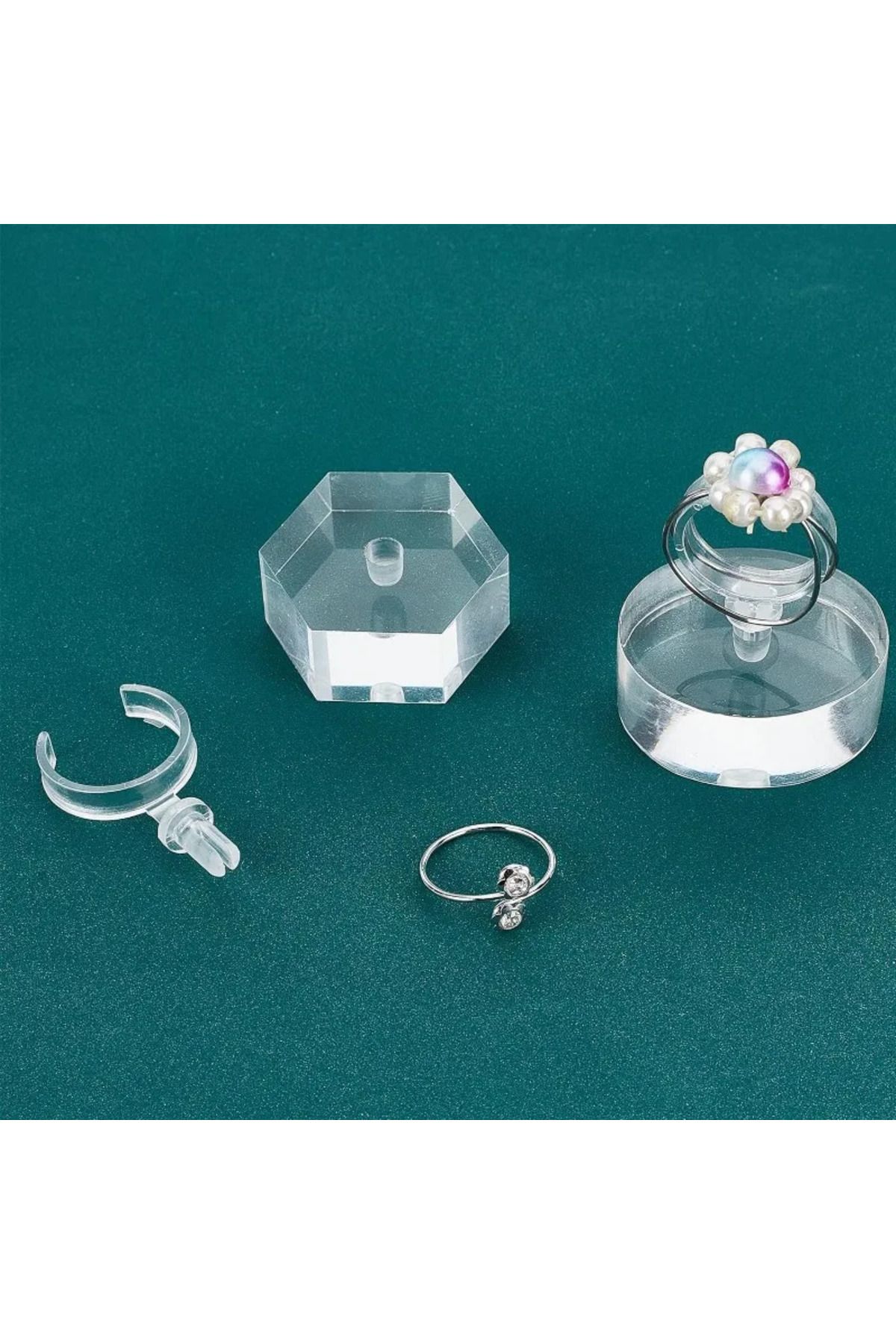 Choice-2Pcs Ring Holder Blocks Acrylic Ring Display Stand Ring Display Holder Clear Round/Hexagon Ring S... 5