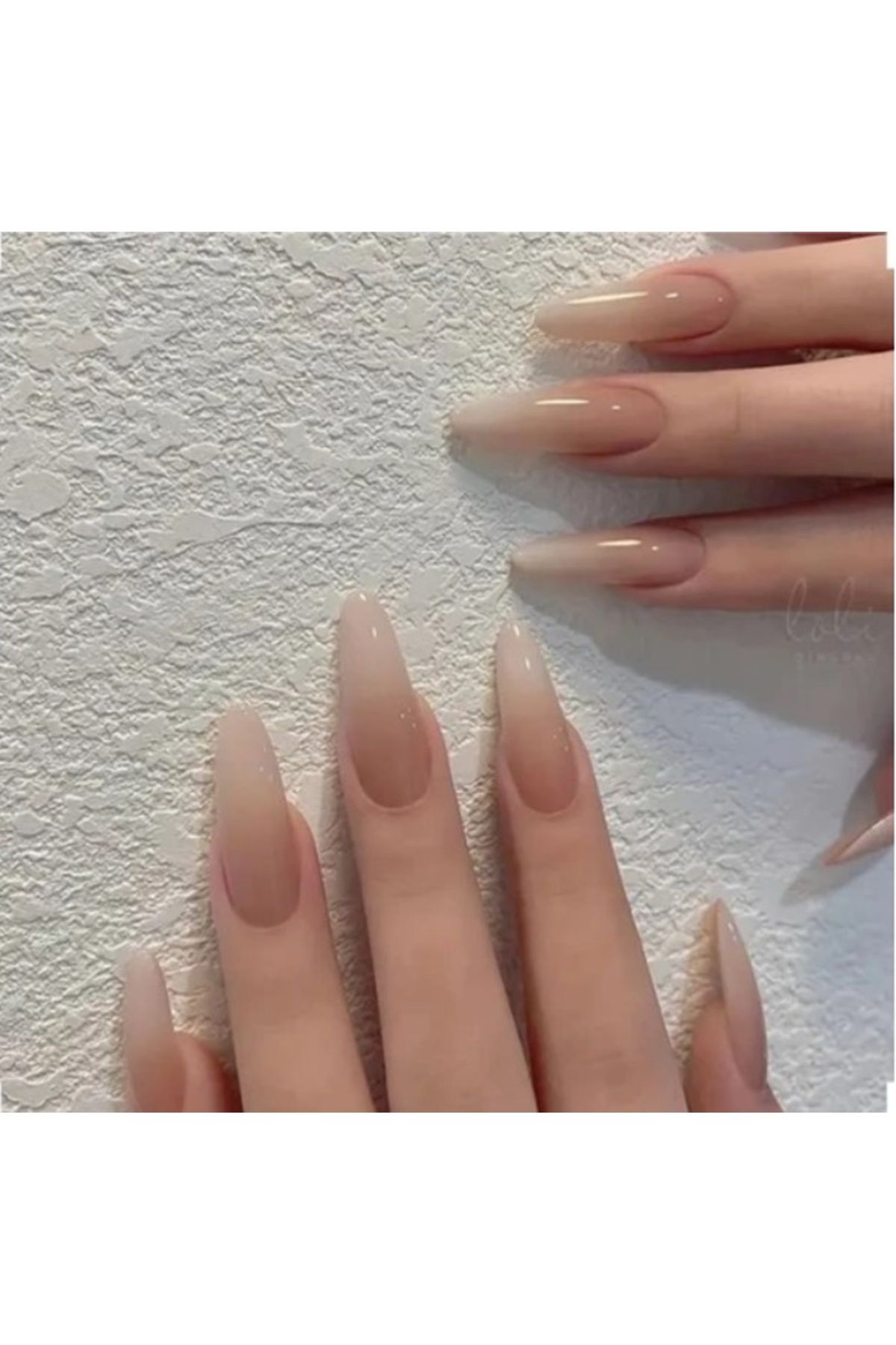 Alya Nail Studio Uzun Şeffaf Glossy Kadın Takma Tırnak Ojeli Set Jel Protez Görünümlü