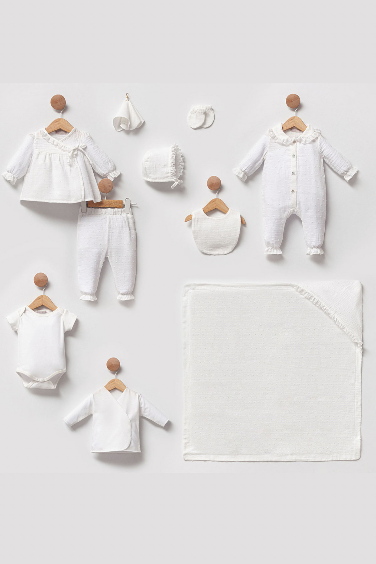 Cherub Baby Kopenakili Müslin 10lu Set Kız Bebek Yenidoğan 10 Parça Hastane Çıkışı Zıbın Seti fotoğrafı 2 (önizleme)