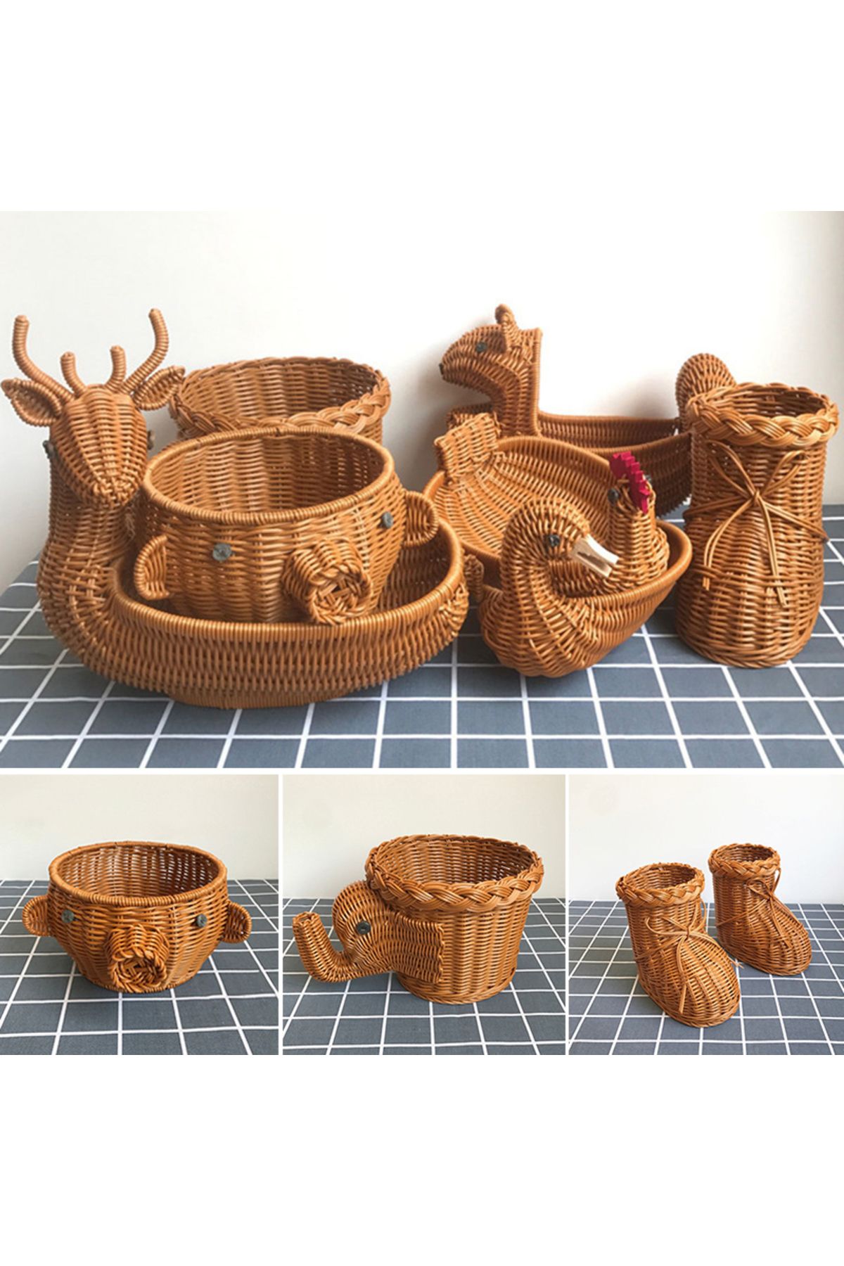 Choice-Animal Shaped Rattan Woven Fruit Basket Cute Shape Animal Shaped For In The Living Room 8