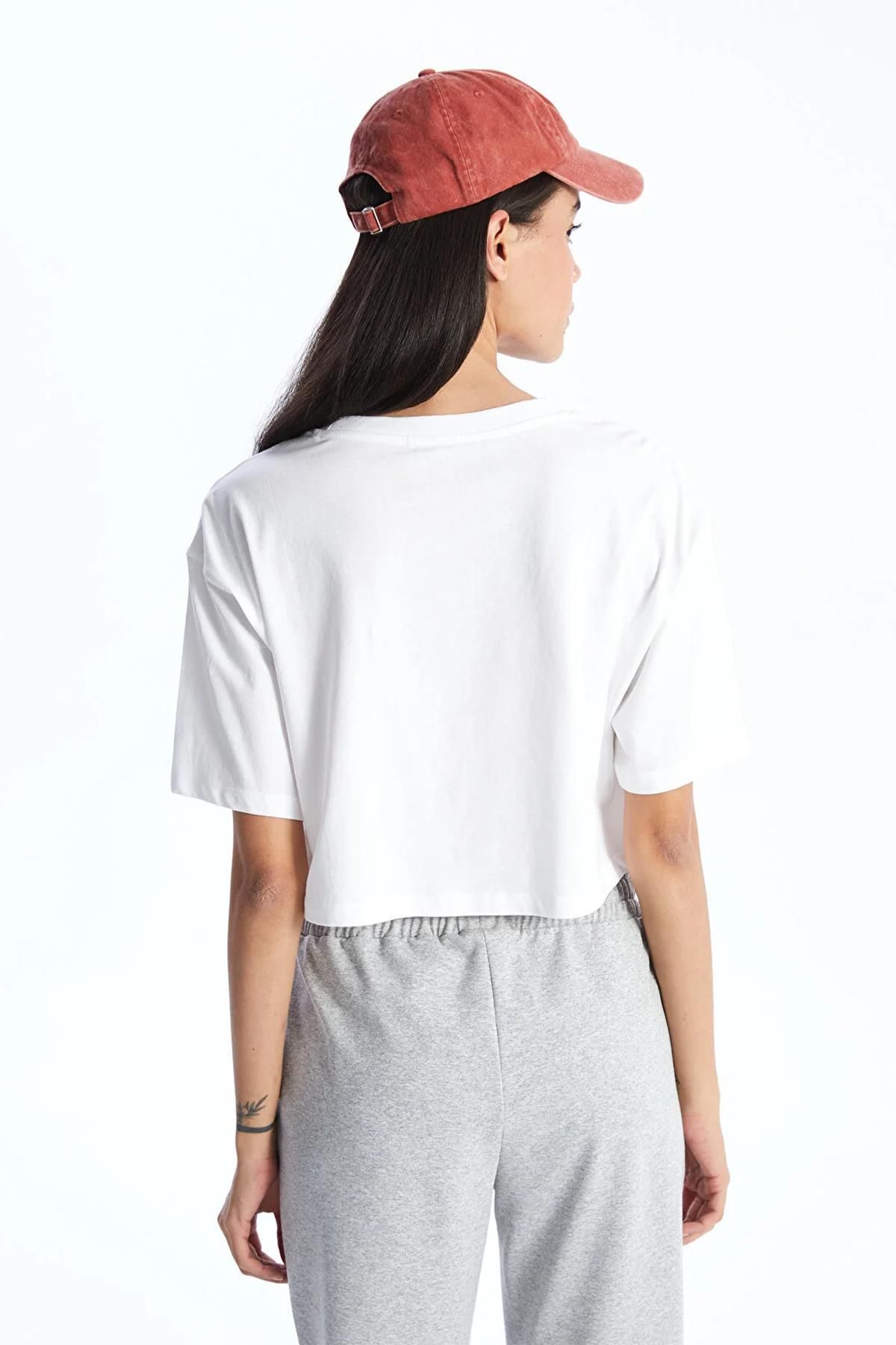 TENA-Tricou de damă, alb, cu gât crew, oversize, dintr-un singur jerseu 6