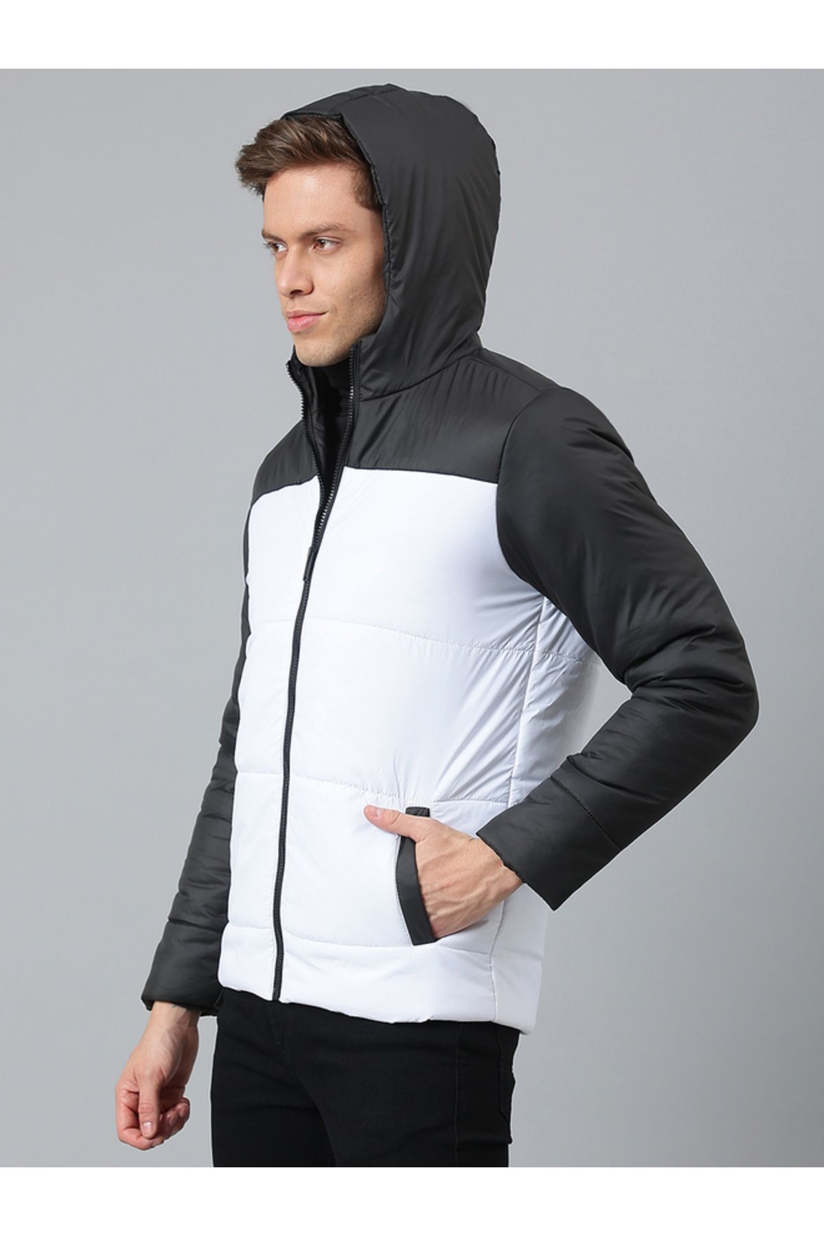 Dennis Lingo By Styli-Color Block Hooded Puffer Jacket 4