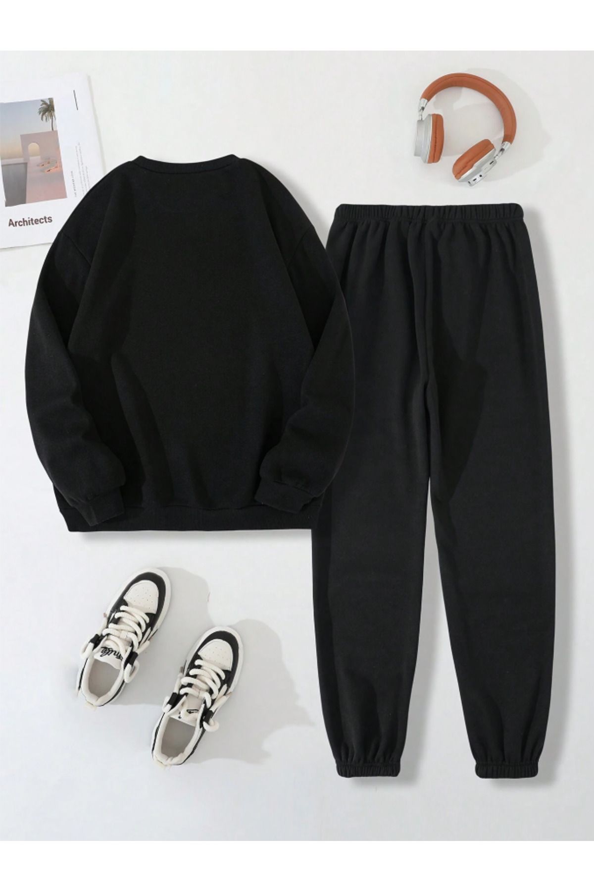 Revasser-Unisex, femei/bărbați, uni, bumbac imprimat personalizat, hanorac supradimensionat pentru jogger, set de jos și de sus 3