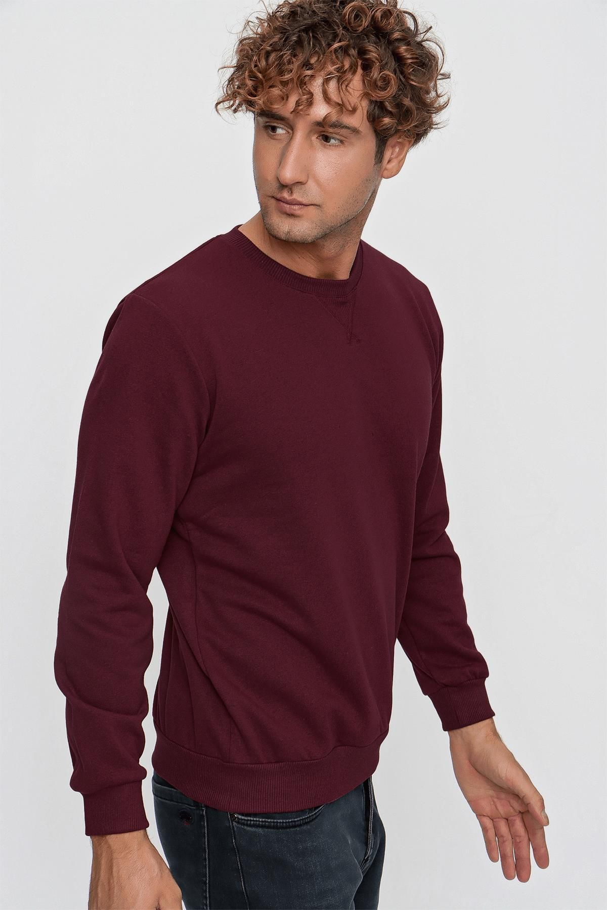 TENA-Pánska mikina Claret Red Crew Neck Basic – Three Strings (22-7781) 2