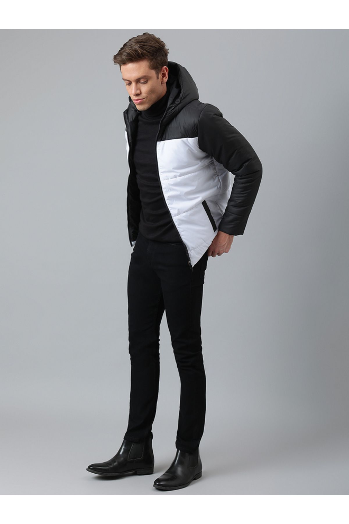 Dennis Lingo By Styli-Color Block Hooded Puffer Jacket 2