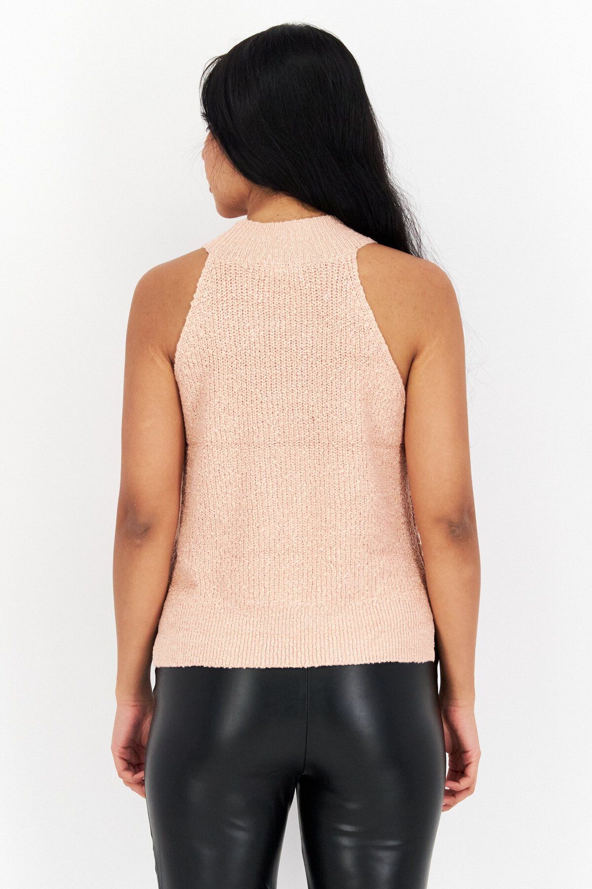 Gentle Fawn-Women Round Neck Sleeveless Knitted Top, Apricot 4