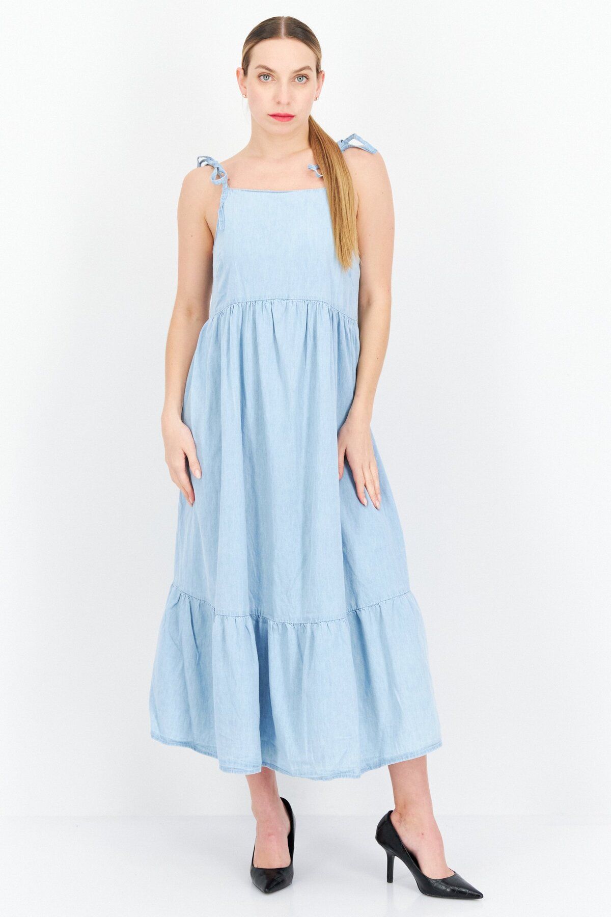 Asos Design-Maternity Washed Midi Dress, Light Blue 1