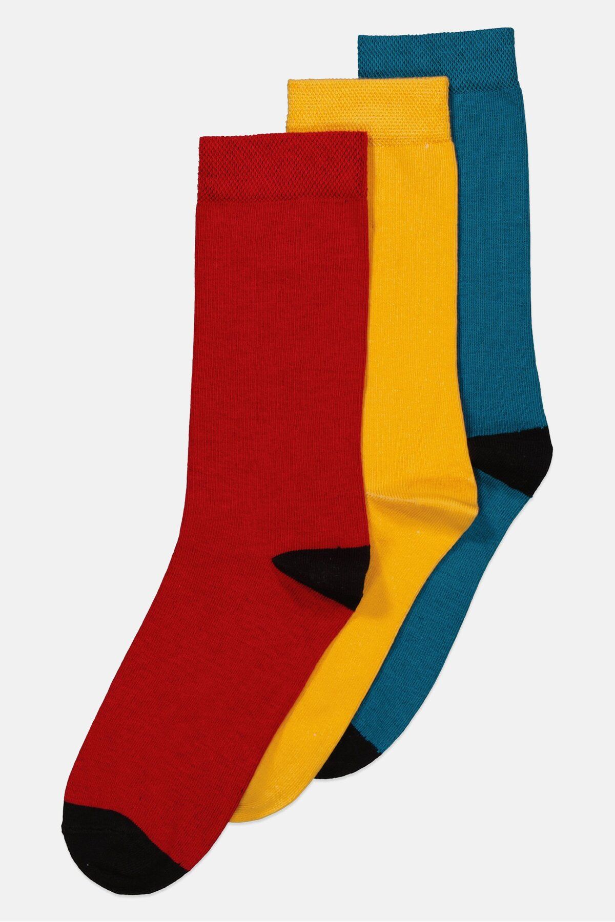 Tahari-Men 3 Pair Plain Formal Socks, Yellow/Red/Blue 2