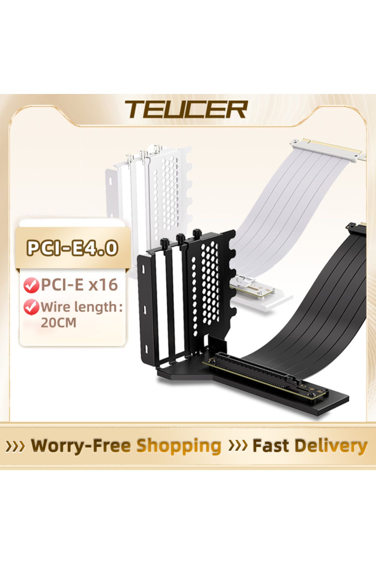 Choice-TEUCER L-Z3 PCI-E3.0 Graphics Card Vertical Mounting Bracket 200mm PCI-E 4.0 x16 Extension Cable ... 2