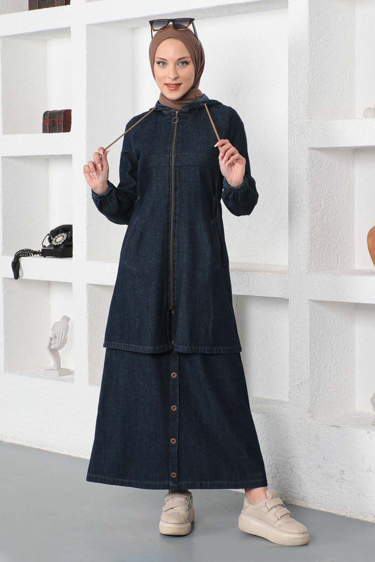 Modamihram-Jeansanzug mit Rock, Dark Denim 19500 4