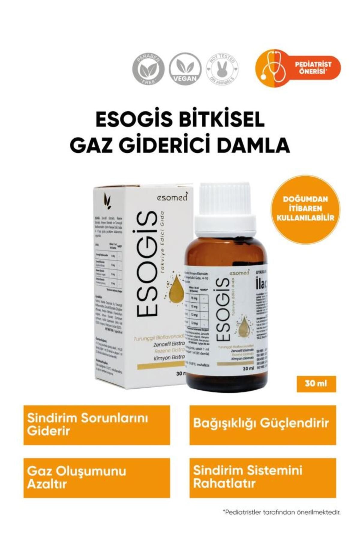 Esomed Yenidoğan Ve Bebekler Için Gaz Damlası, Kolik Bebekler Için Bitkisel Damla 30 ml