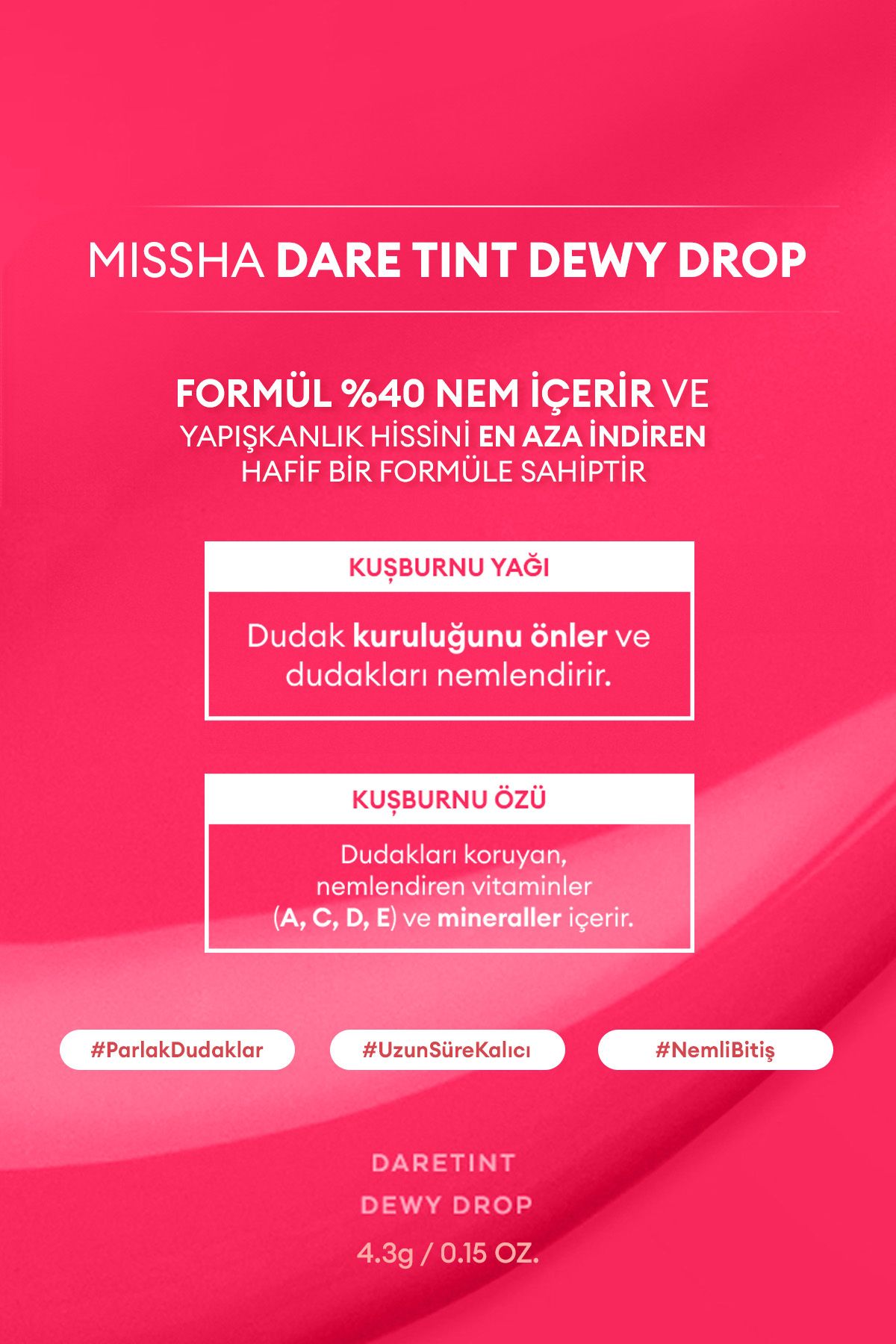 Bright Tint Dare Tint Dewy Drop (Pink Pebble) با ماندگاری طولانی و مرطوب Missha