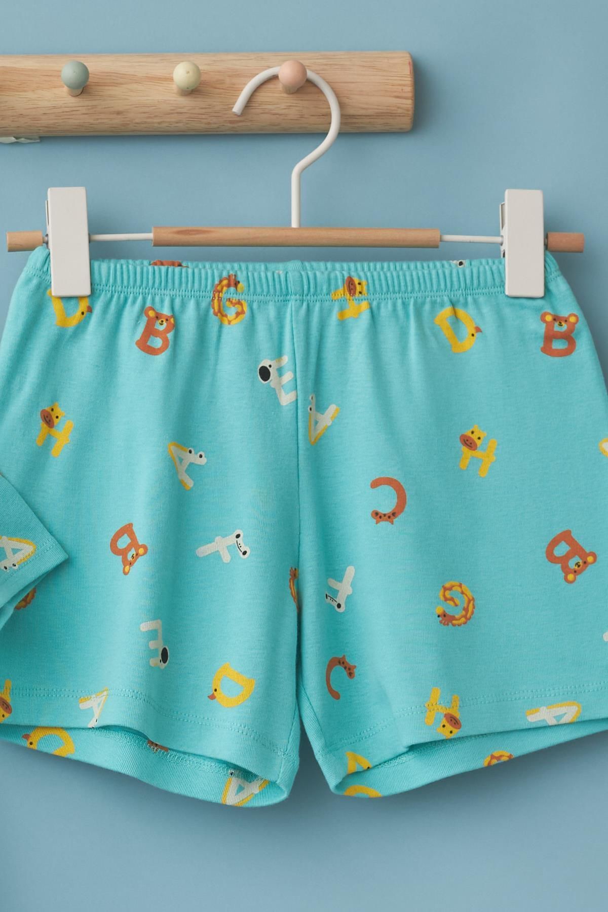 Katia&Bony-Turquoise Alphabet Patterned Children's Pajama Set 3