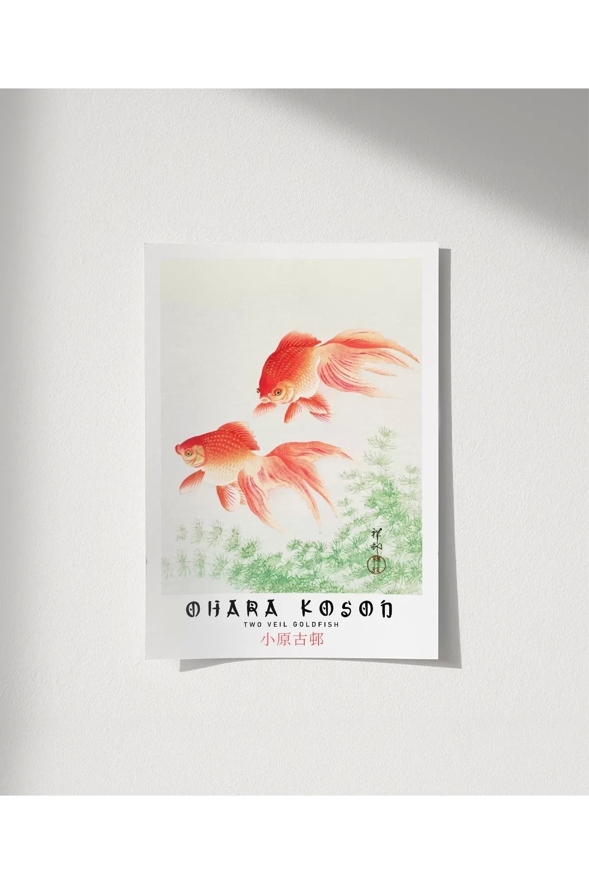 VOGLOO Çerçevesiz Poster Ohara Koson İki Japon Balığı