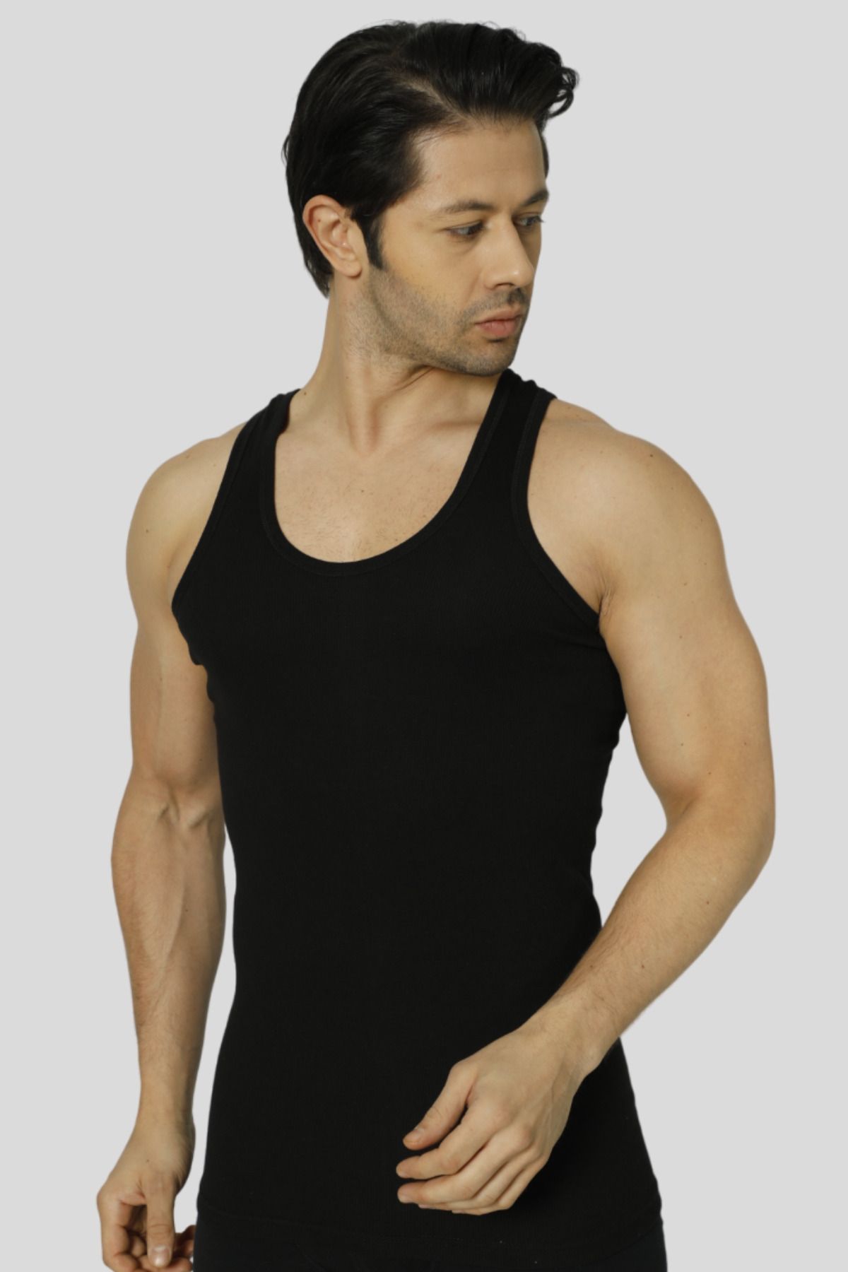 Arma Yıldız-Men's Black Ribbed Camisole Tank Top 4