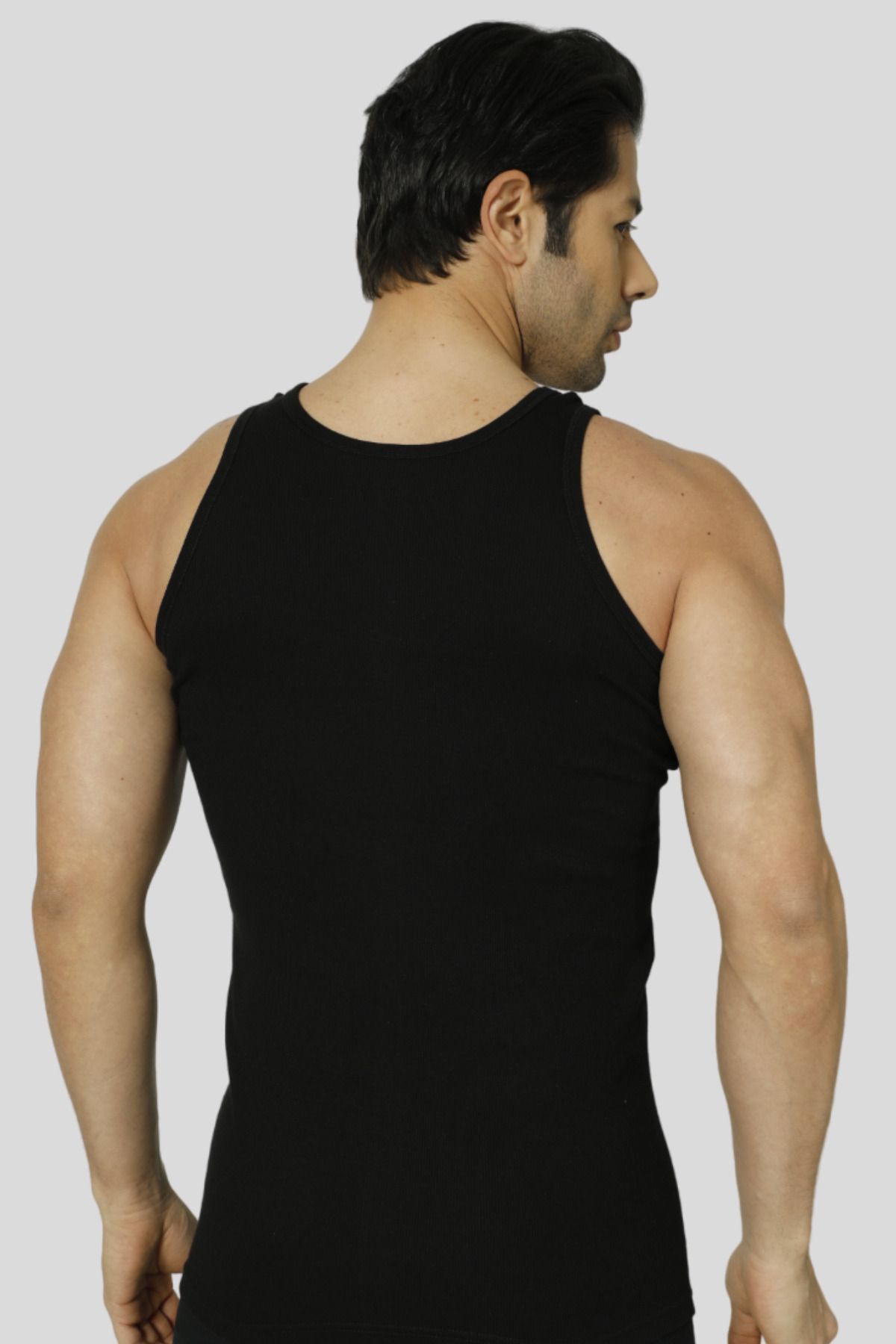 Arma Yıldız-Men's Black Ribbed Camisole Tank Top 5