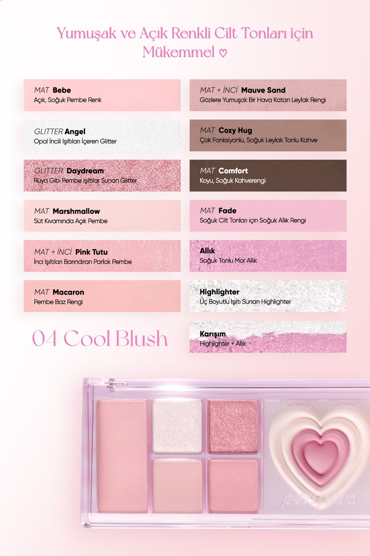 PERIPERA-# 04 Cool Blush Makeup Palette - Multifunctional, All Take Mood Like (Night Perry) 4