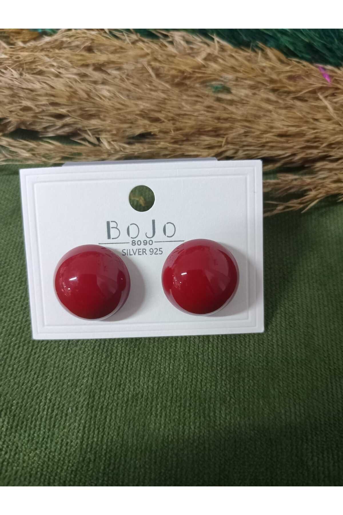 mos&more-Burgundy Round Button Women's Earrings 1cm 1