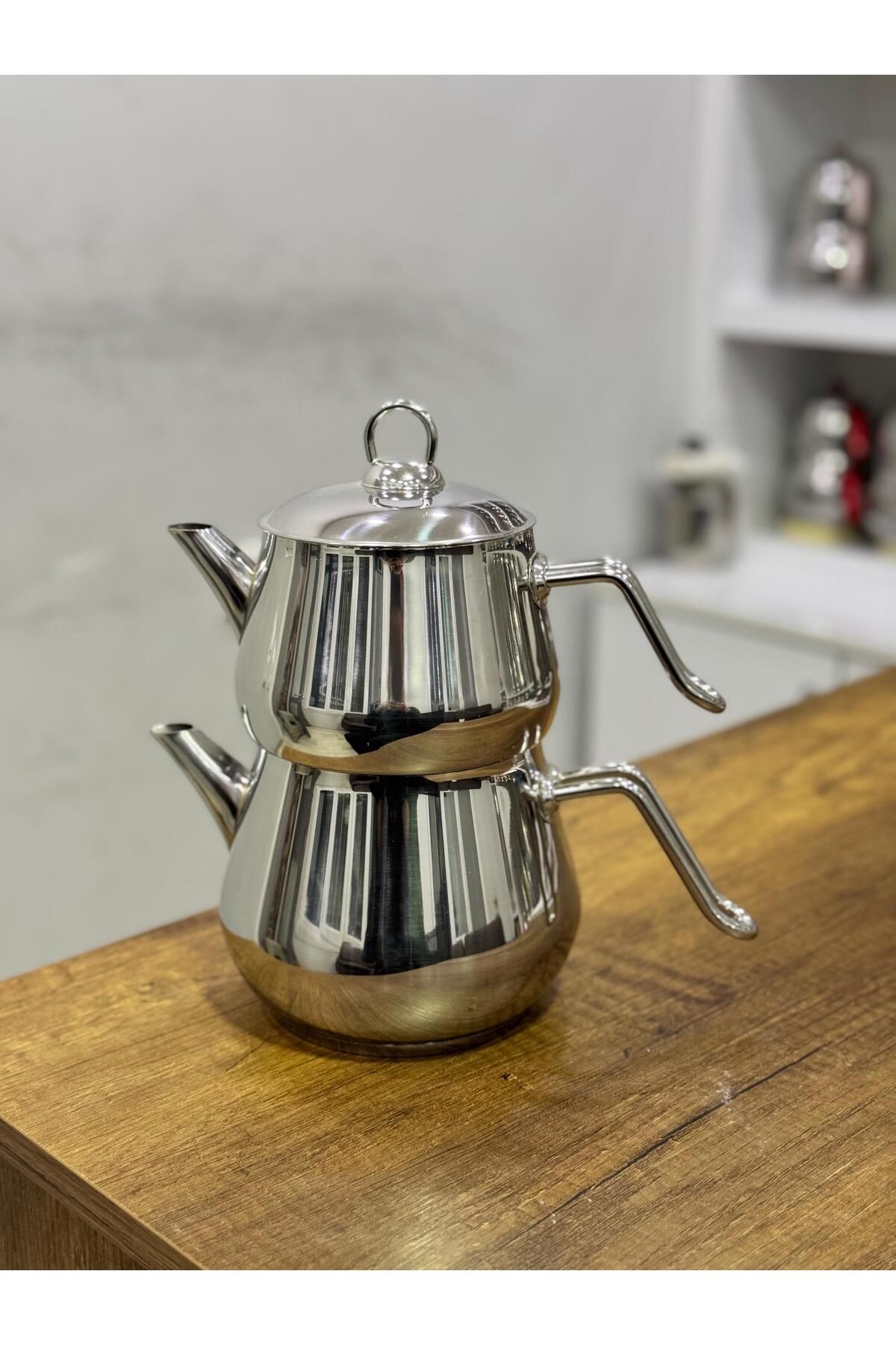 Papatyam-Sign Metal Handle Family Size Plain Teapot 1