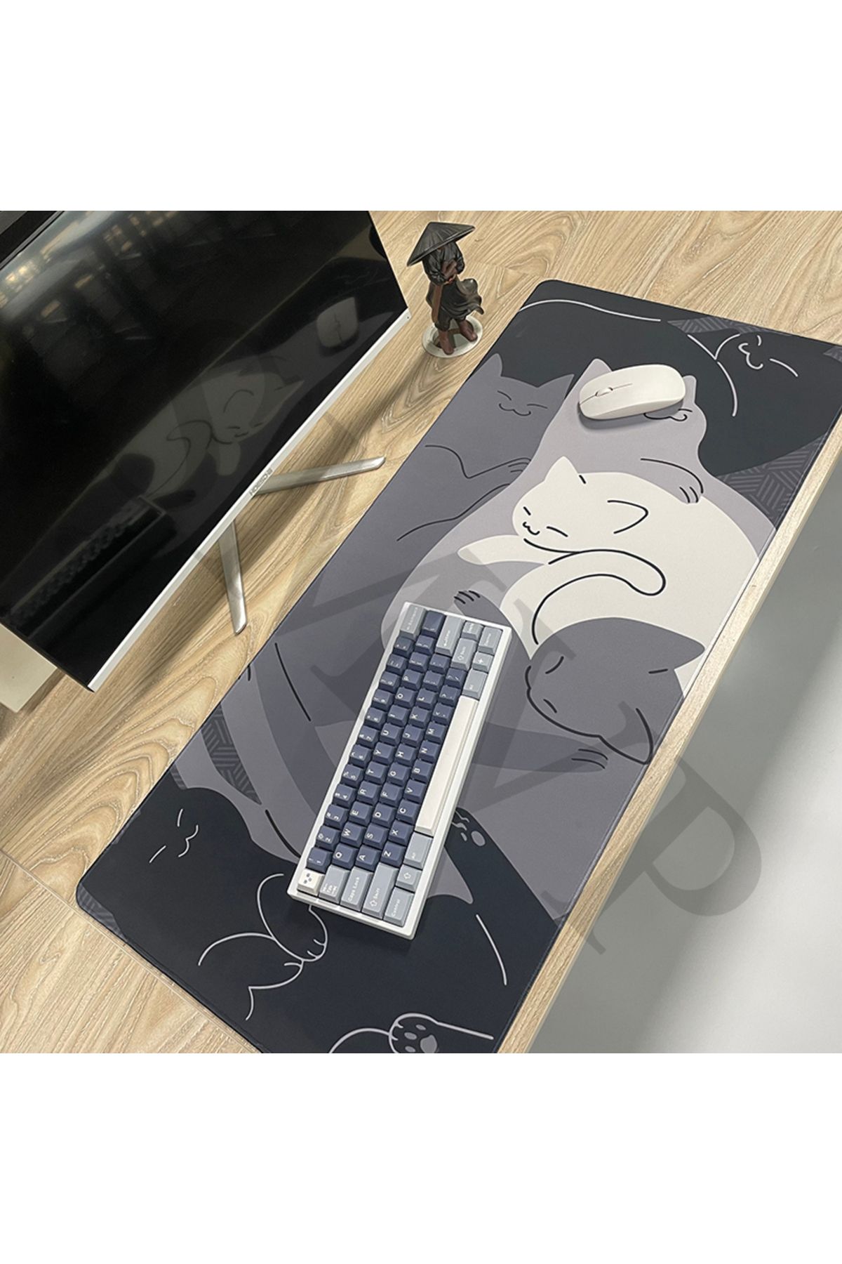 OIMG-Pink Cat Gaming Mouse Pad Desk Mat Gamer Mousepad Large Mouse Mat Desk Pad Keyboard Mat Design Ta... 3