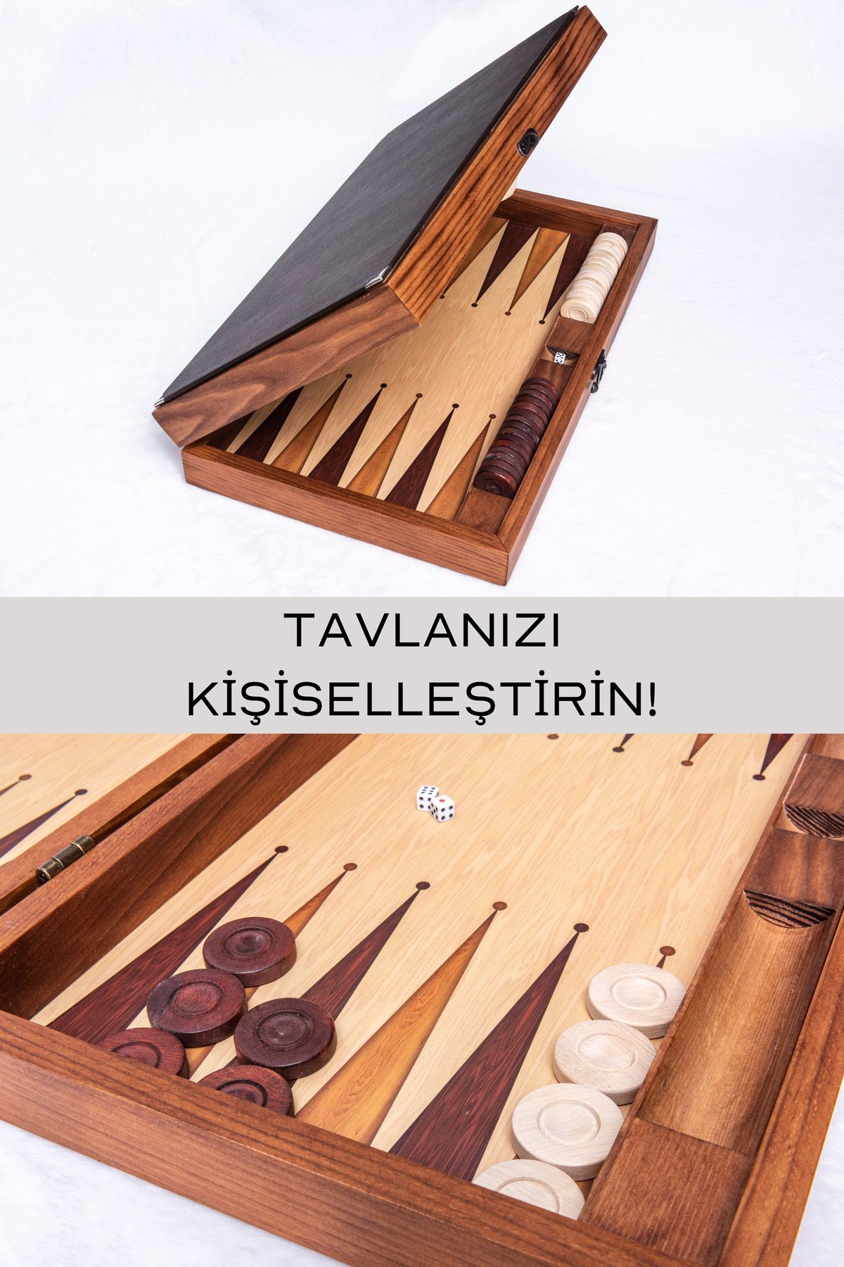 MoleBoutiqueStore Ahşap Kasa Siyah Kaplamalı Klasik Tavla Seti